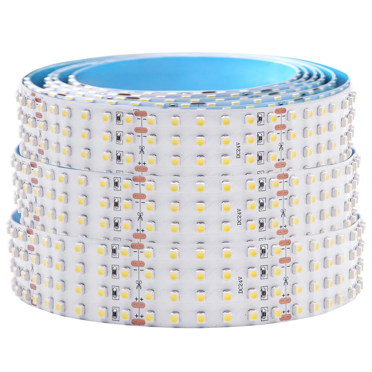 Quad Row LED Strip Lights - 24VDC 3528SMD 146LEDs/Ft High CRI 95 - Ultra Bright Flexible LED Tape Lights - 1,170 Lumens/Ft - 2400 LEDs 16.4Ft Roll - Perfect for Photography Lighting, Home Decoration & Commercial Display (White 6000K)