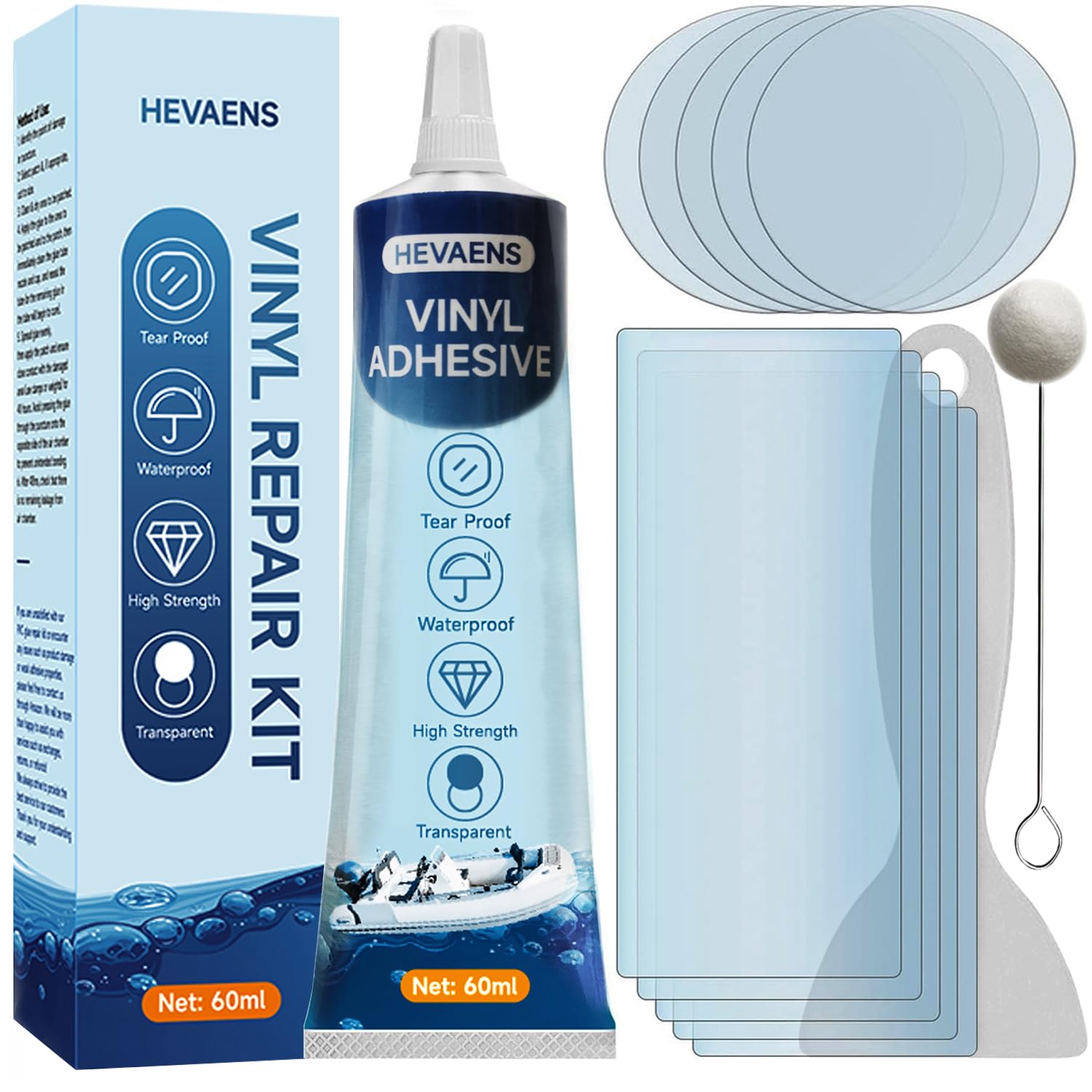 Waterproof TPU Air Mattress Patch Repair Kit - 60ml for PVC Boats, Hot Tubs, Tents, Swimming Rings & Inflatables | Quick Fix for Leaks | Perfect for Camping, Pool Parties & Outdoor Adventures