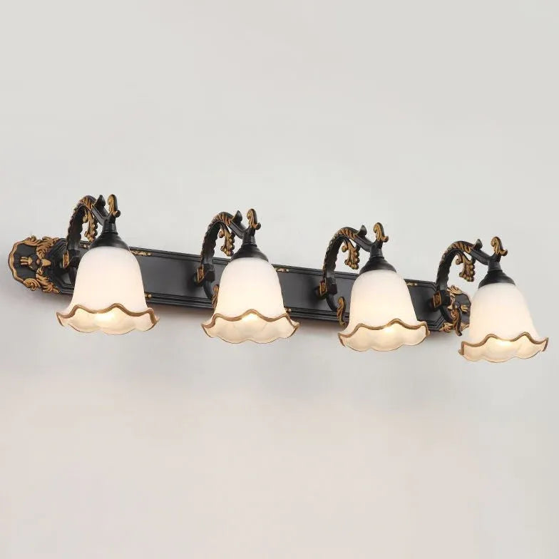 French Carving Glass Bathroom Wall Lights - Elegant Vanity Sconce for Modern Bathroom Decor | Perfect for Powder Room, Spa, and Master Bath Lighting