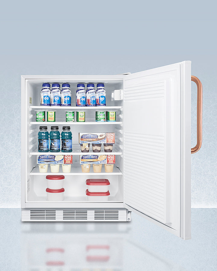Accucold 24 Inch Wide Built-In All Refrigerator with Antimicrobial Pure Copper Handle - ADA Compliant, Energy Efficient, Spacious Interior - Perfect for Home Kitchen, Office, or Commercial Use (Model FF7LWBITBCADA)