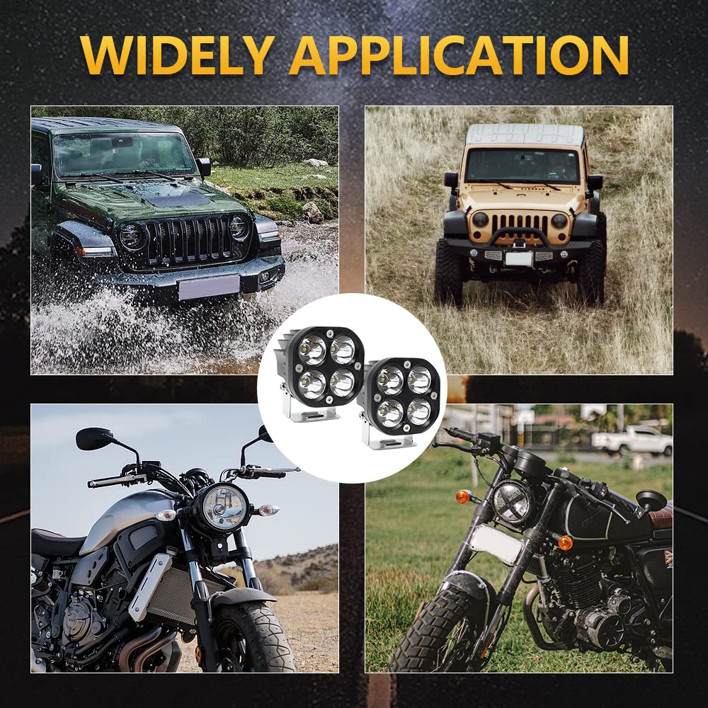COYOUCO 2PCS 3 Inch LED Offroad Driving Lights - 40W Waterproof Fog Lights Pod with Flood Beam for Cars, Trucks, ATV, UTV, Boats & Motorcycles - White Auxiliary Work & Ditch Lights - Perfect for Night Off-Roading, Camping & Emergency Lighting