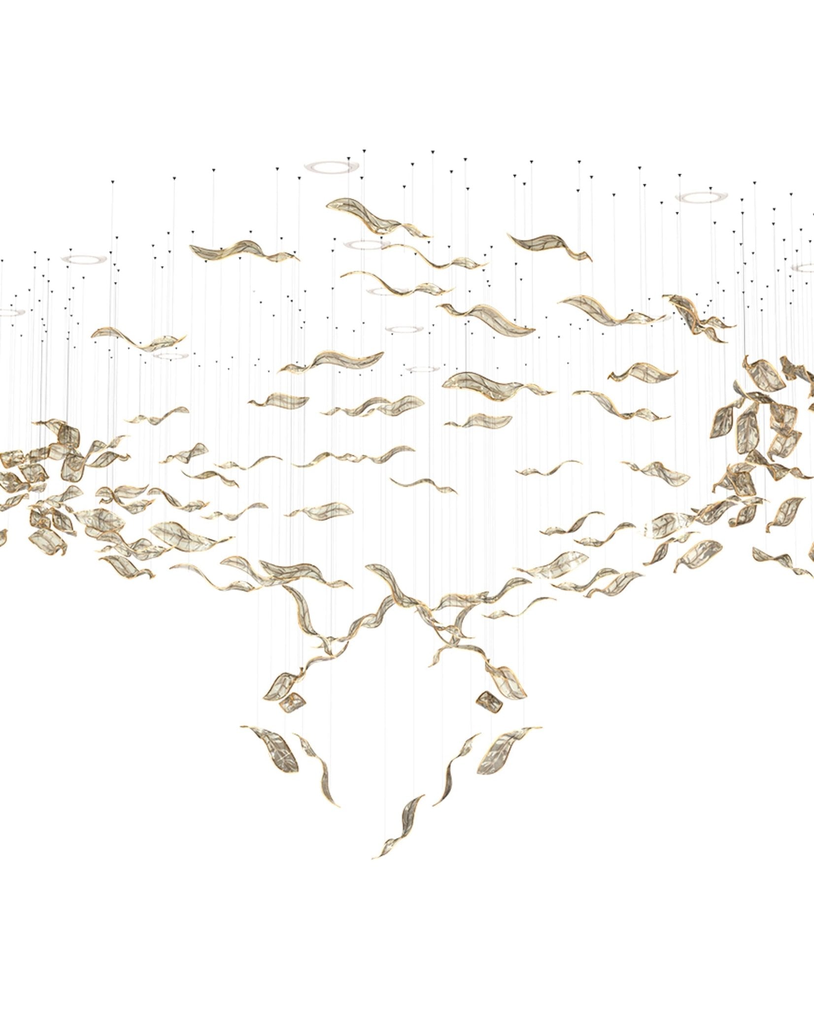 Elegant Fluttering Leaves Chandelier - Modern Leaf Design Ceiling Light Fixture for Dining Room, Bedroom & Living Room Decor