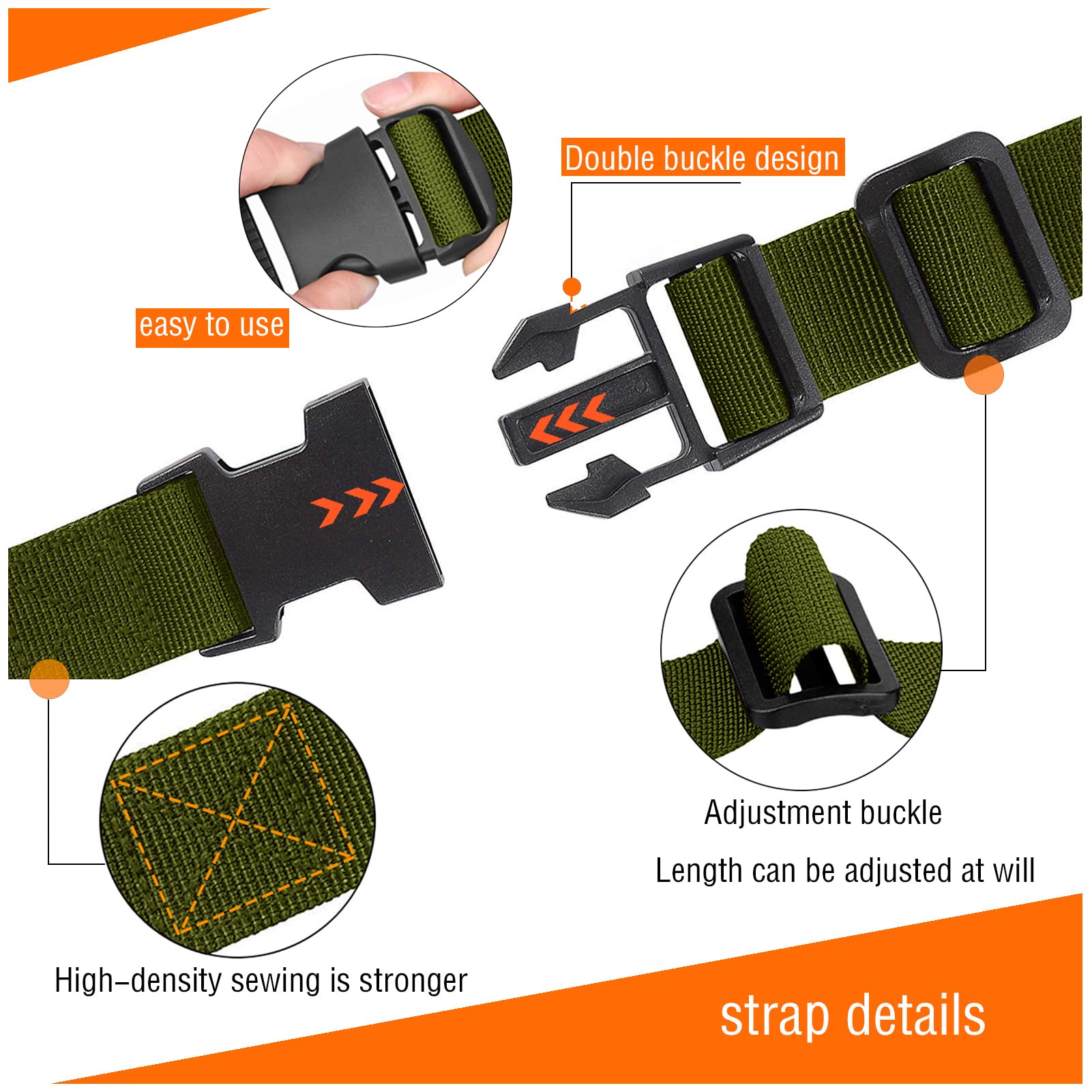 Premium Adjustable Nylon Tie Down Straps with Quick Release Buckle - Heavy Duty Utility Straps for Backpack, Camping Gear, Sleeping Bag, Luggage & Tactical Lashings - Perfect for Outdoor Adventures, Travel & Storage Organization