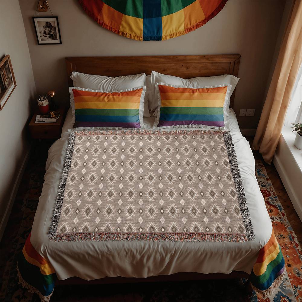 Southwestern Cotton Woven Blanket - Handmade Heirloom Throw with Fringe for Sofa, Bed & Outdoor Picnics | Southwestern Home Decor & Cozy Gift Idea