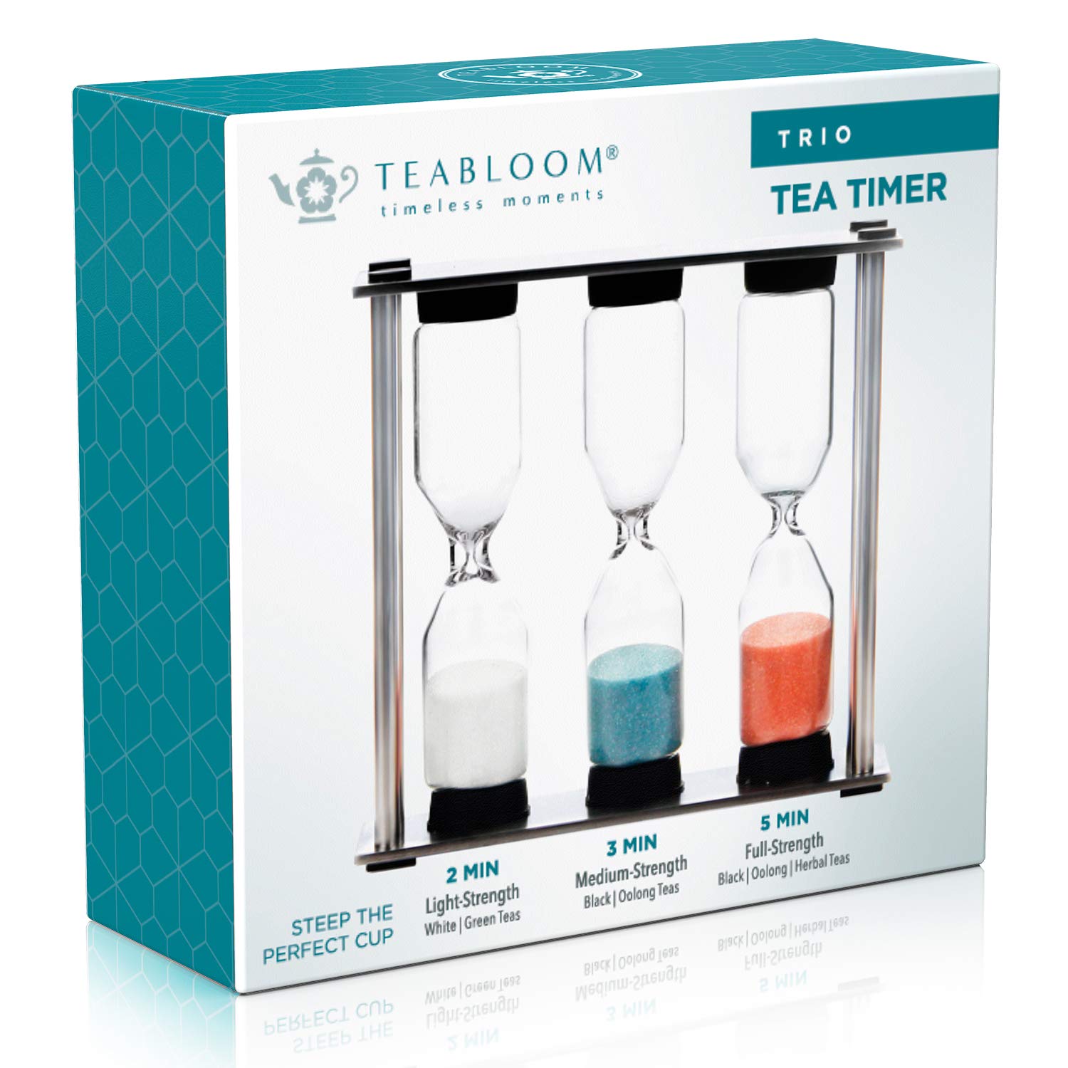 Teabloom Trio Tea Timer - 2/3/5 Minute Brewing for Loose Leaf, Black, Oolong & Herbal Teas | Perfect for Tea Lovers & Home Brewing