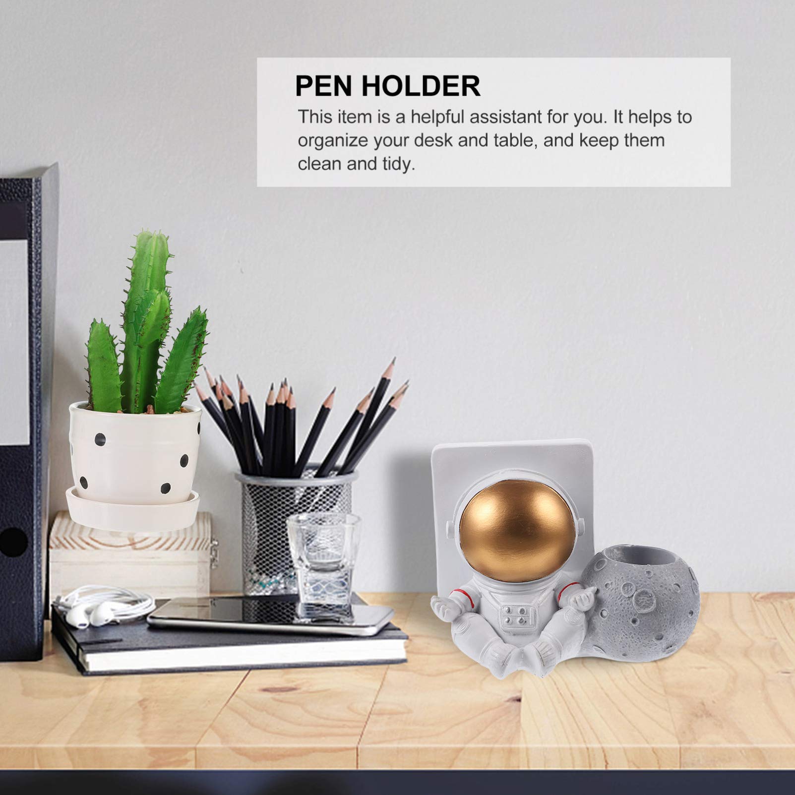 1pc Astronaut Pen Holder - Desktop Stationery Organizer for Writing Materials, Pencil Pot, Brush Holder - Fun Space-Themed Office Decor for Kids & Adults - Perfect for School, Home & Work Desk Organization