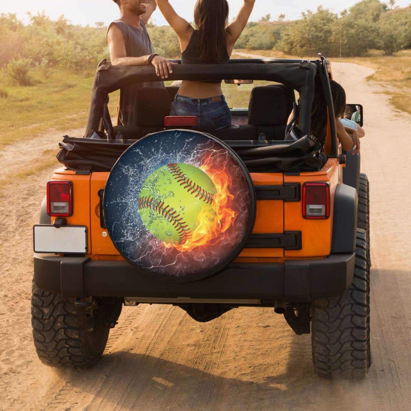 Foruidea 15 Inch Fire Softball Spare Tire Cover - Dust-Proof Wheel Protector for Trailers, RVs, SUVs & Vehicles | Perfect for Outdoor Adventures & Road Trips