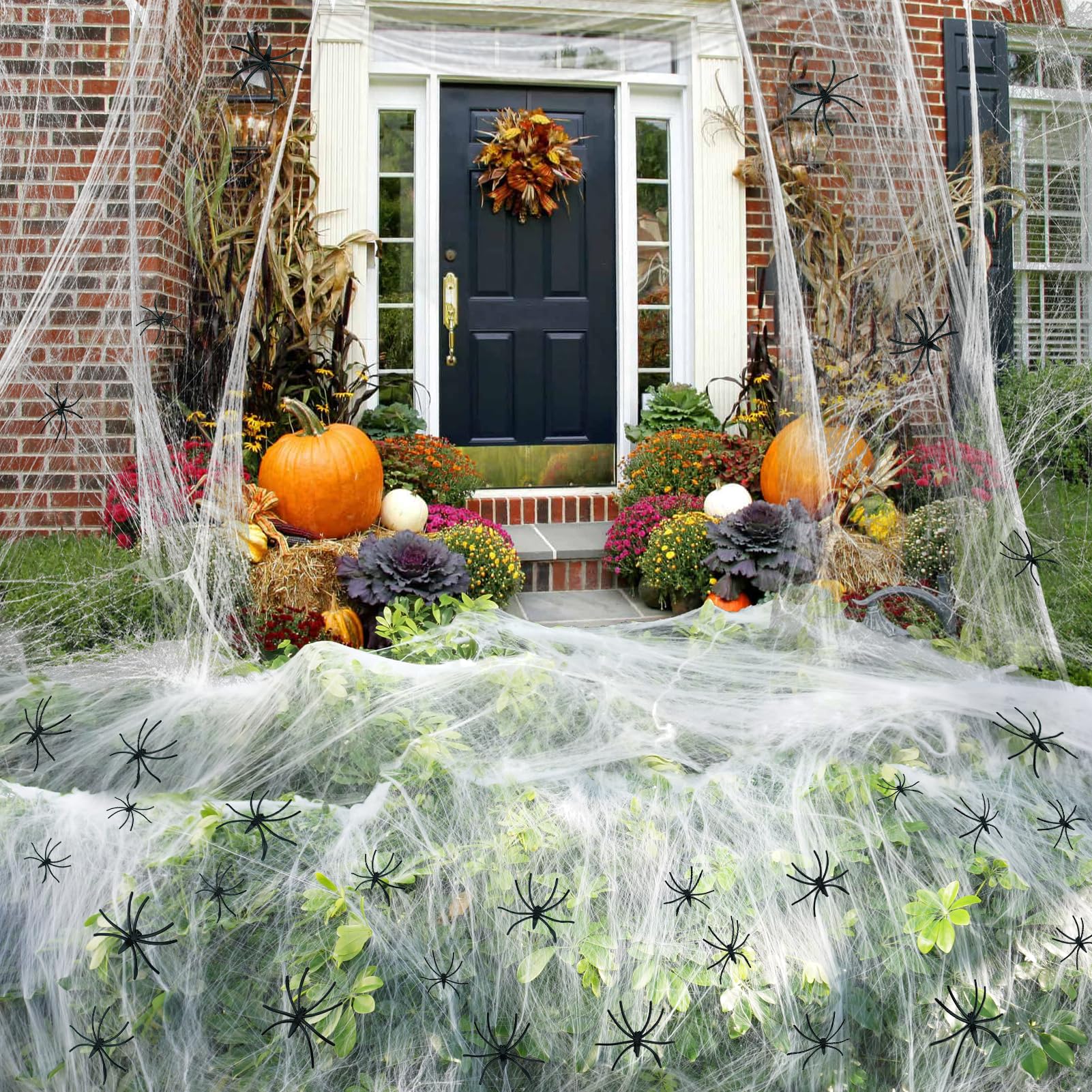 Spider Web Decorations for Halloween - Realistic Fake Spider Webs for Party, Home & Outdoor Halloween Decor - Perfect for Haunted House, Yard & Themed Events