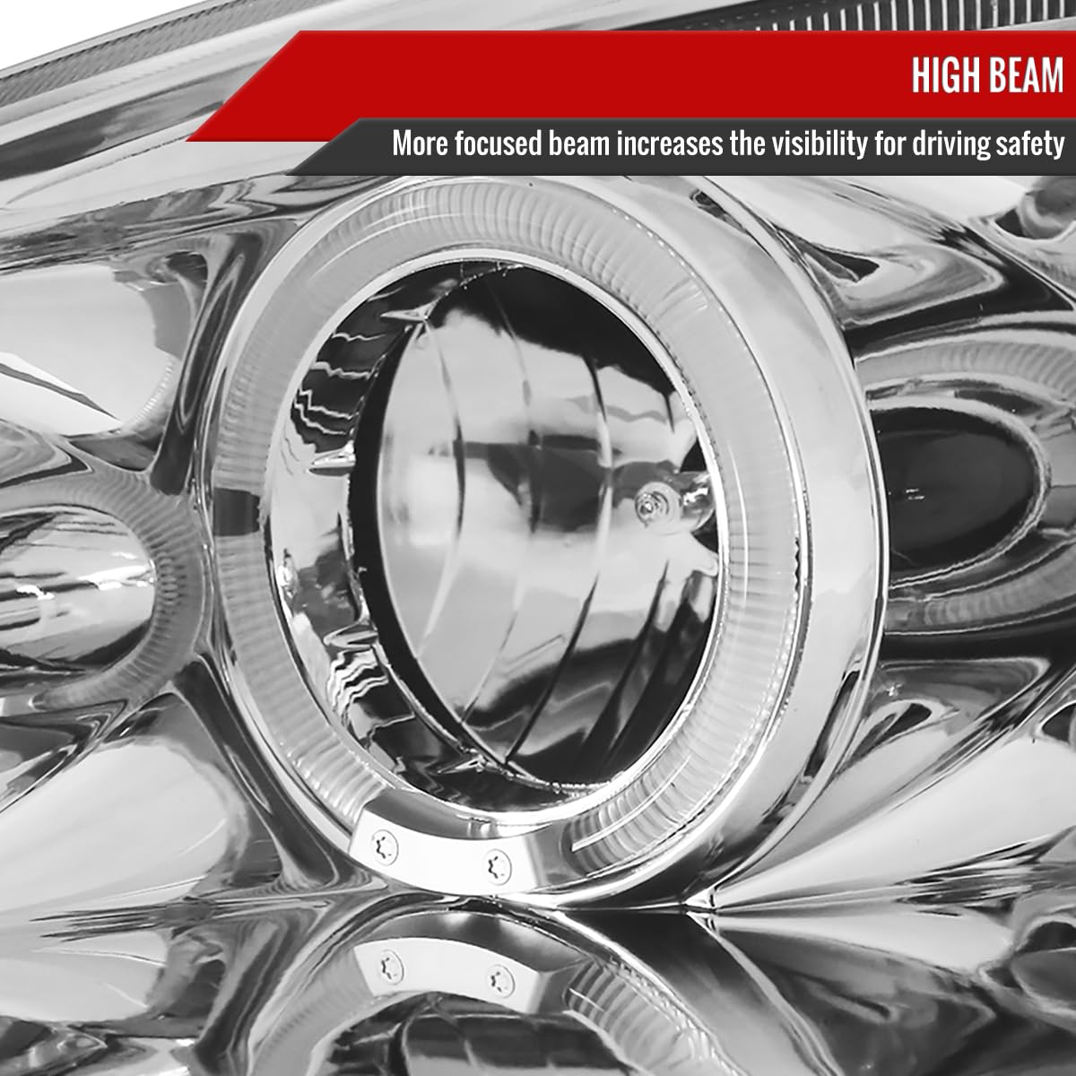 02-04 Clear LED Halo Projector Headlights - High Performance Driving Lights for Night Visibility | Perfect for Off-Road, Street Racing & Custom Car Upgrades