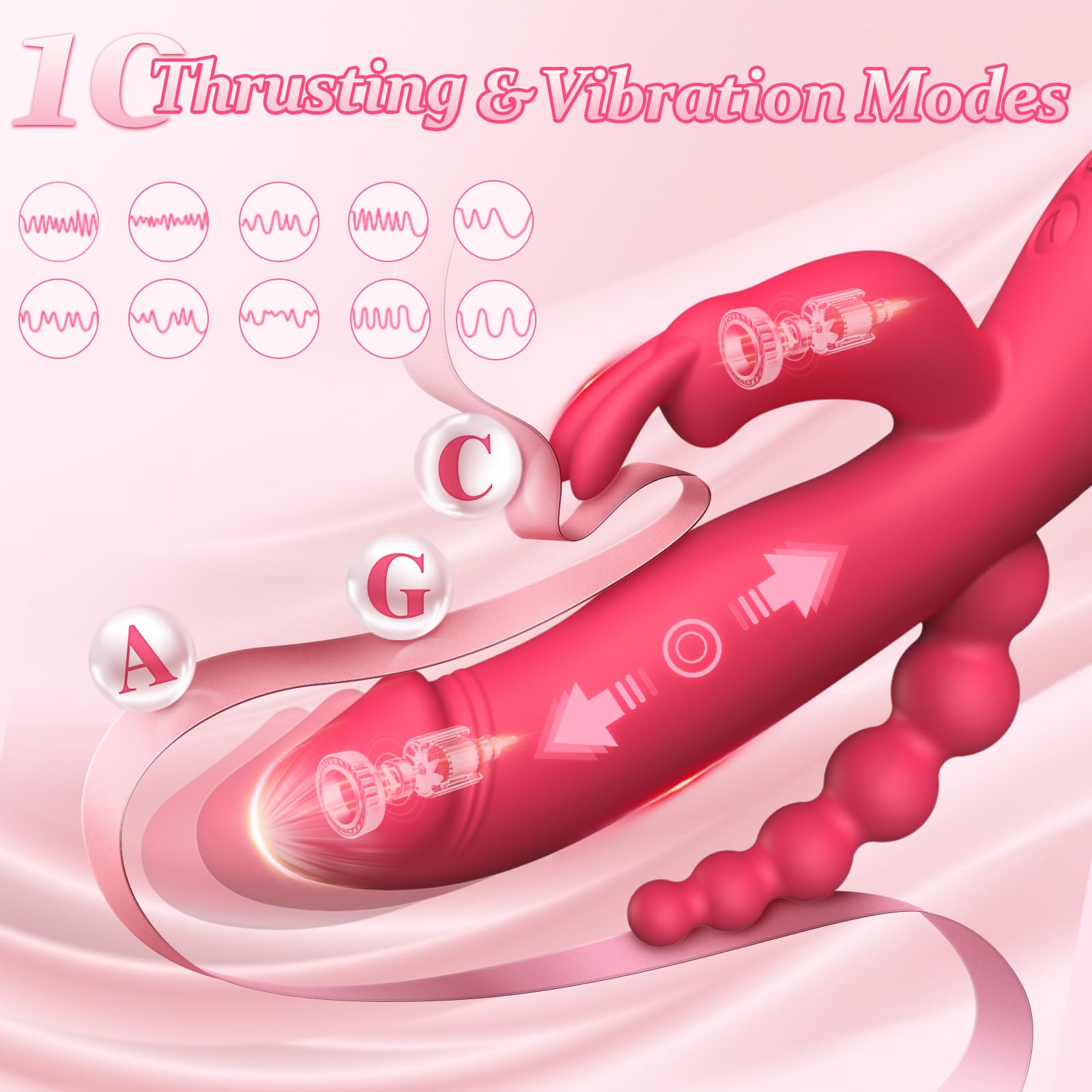 Powerful Thrusting Dildo Vibrator for Women - 10 Vibration & Thrusting Modes, Waterproof Silicone G-Spot & Anal Stimulator - Rechargeable Adult Sex Toy (Rose) - Perfect for Solo Play, Couples & Spicing Up Your Sex Life