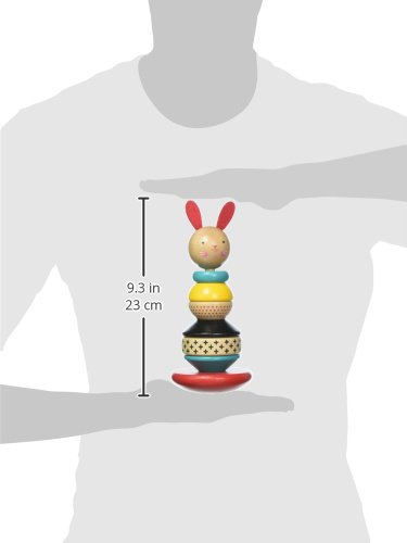 Petit Collage Wooden Rabbit Stacking Toy - Montessori Educational Stacking Blocks for Toddlers, Eco-Friendly Baby Toys for Early Learning & Sensory Play