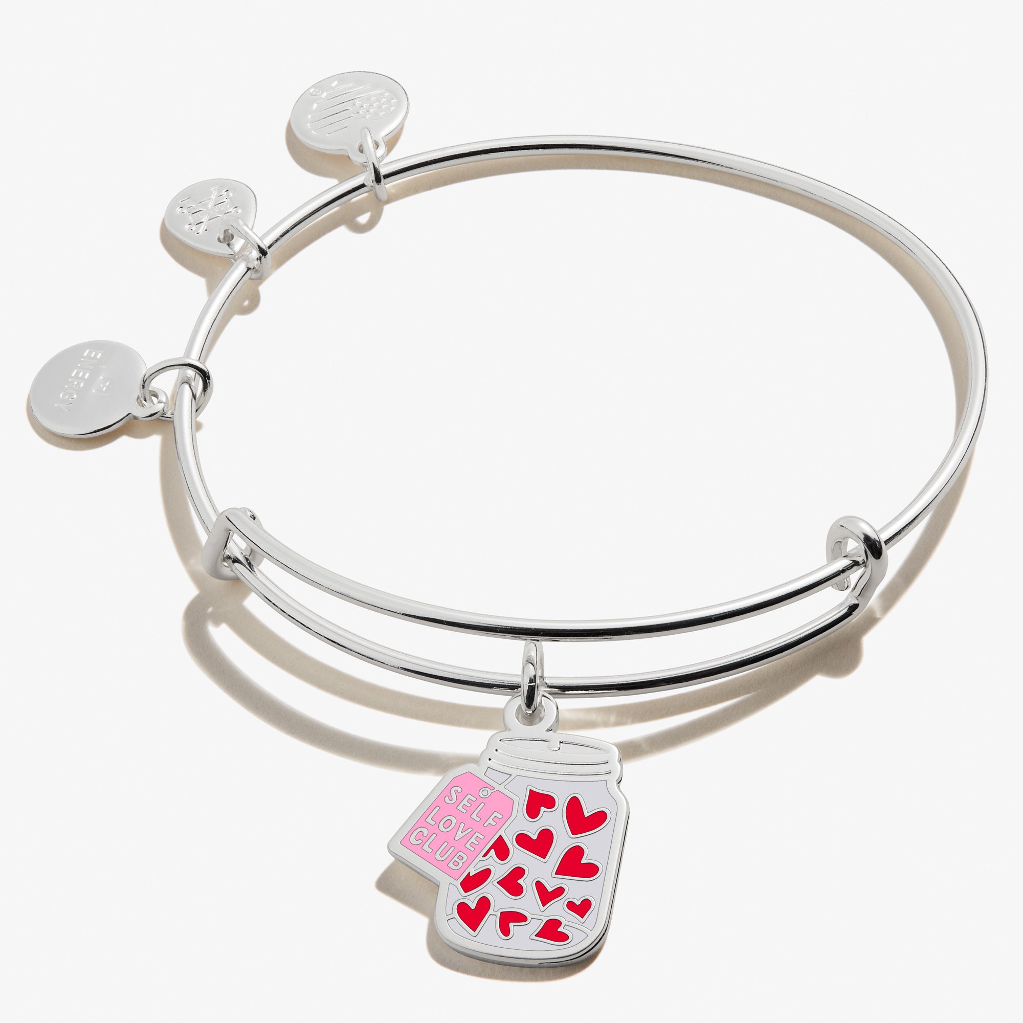 Self Love Club Charm Bangle Bracelet - Dainty Adjustable Cuff for Women - Perfect for Daily Wear, Gifts & Positive Affirmations