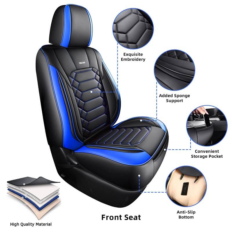 Premium Toyota Tacoma Universal Seat Covers - Waterproof & Durable Black & Blue Car Seat Protectors for Trucks & Off-Road Adventures