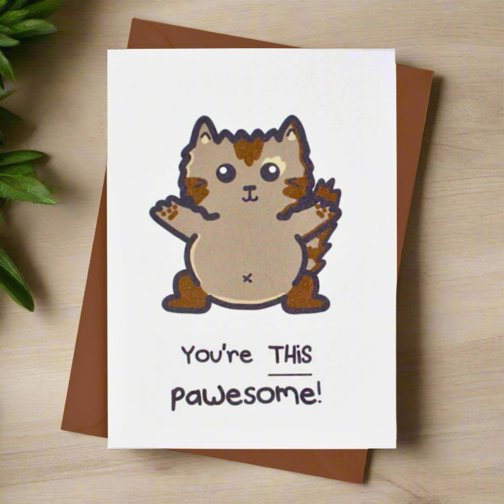 You're This Pawesome Cat Greeting Card - Funny Cat Lover Birthday Card for Friends & Family - Perfect for Birthdays, Thank You Notes & Special Occasions