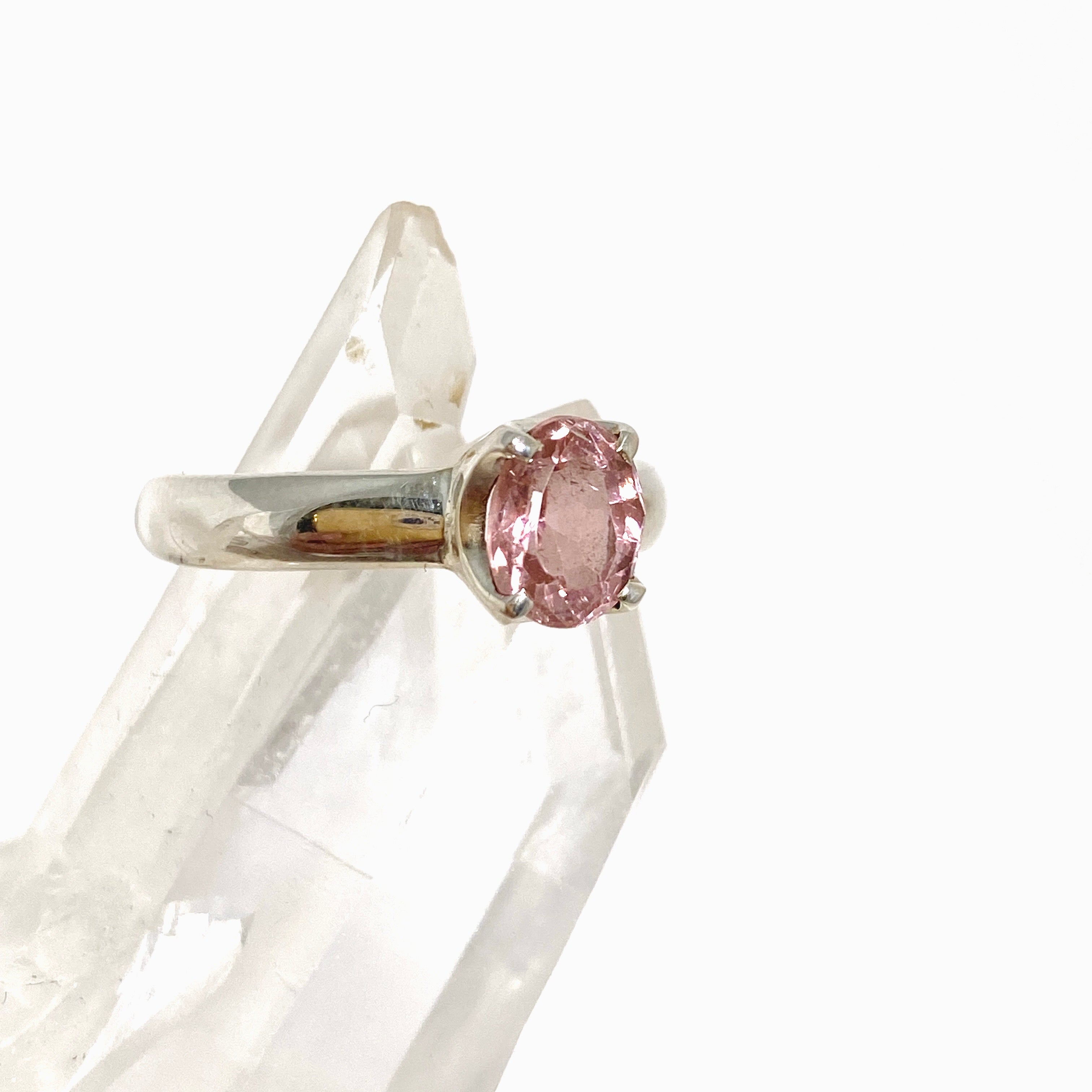 Pink Tourmaline Oval Faceted Ring Size 8.5 - Genuine Gemstone Jewelry for Women, Elegant Engagement & Wedding Gift, Perfect for Anniversary, Valentine's Day & Special Occasions
