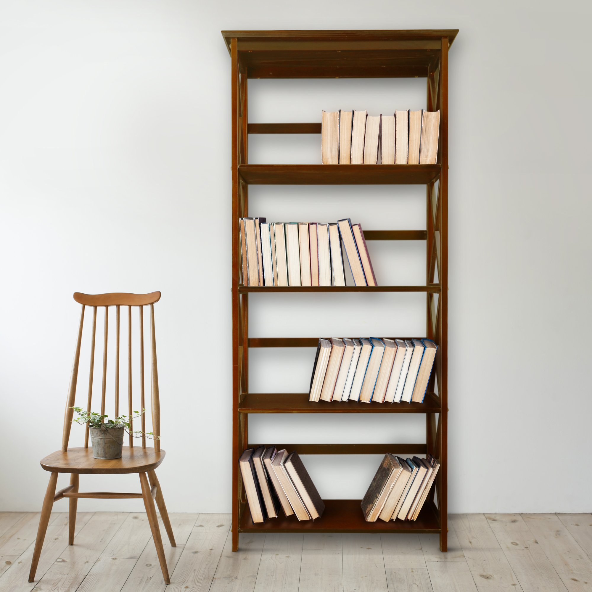 Stylish Wooden Bookshelf for Home & Office - Modern Bookcase with 5-Tier Storage, Perfect for Living Room, Bedroom, or Study - Space-Saving Furniture for Books, Decor & Essentials