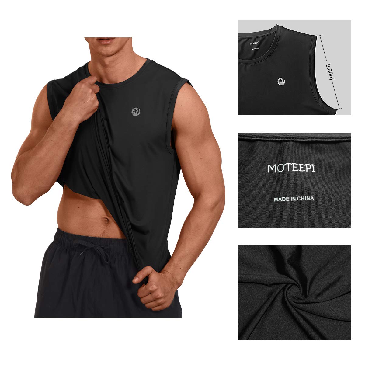 M MOTEEPI Men's Sleeveless Muscle Shirts - Quick Dry Workout Tank Tops for Gym, Running & Athletic Training - Breathable Fitness Shirts for Men - Ideal for Weightlifting, CrossFit & Summer Workouts