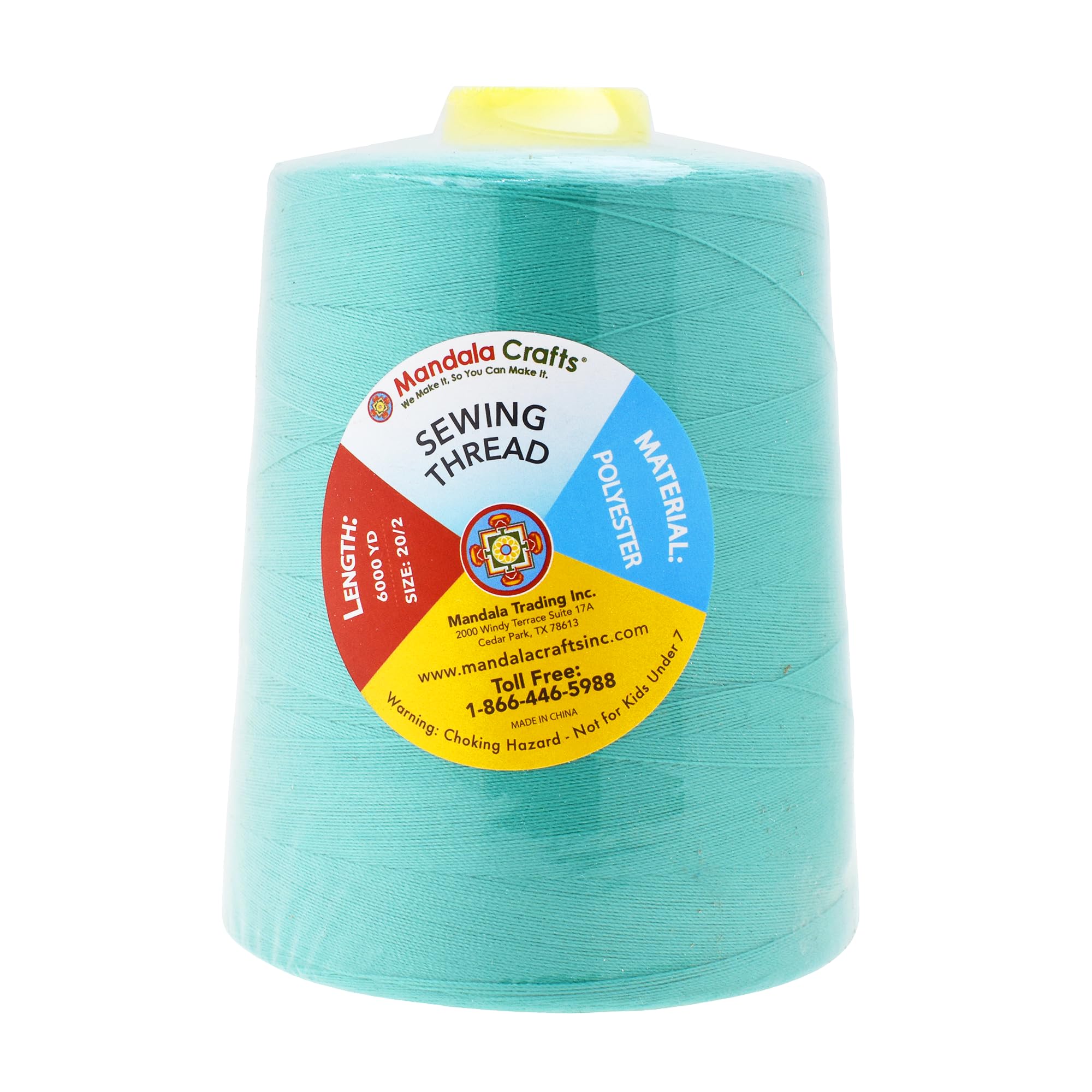 4 Pack Aqua Serger Thread Cones - 20S/2 24000 Yds Polyester Overlock Machine Thread for Sewing, Quilting & Crafting - Perfect for Home Tailoring, DIY Projects & Professional Garment Making
