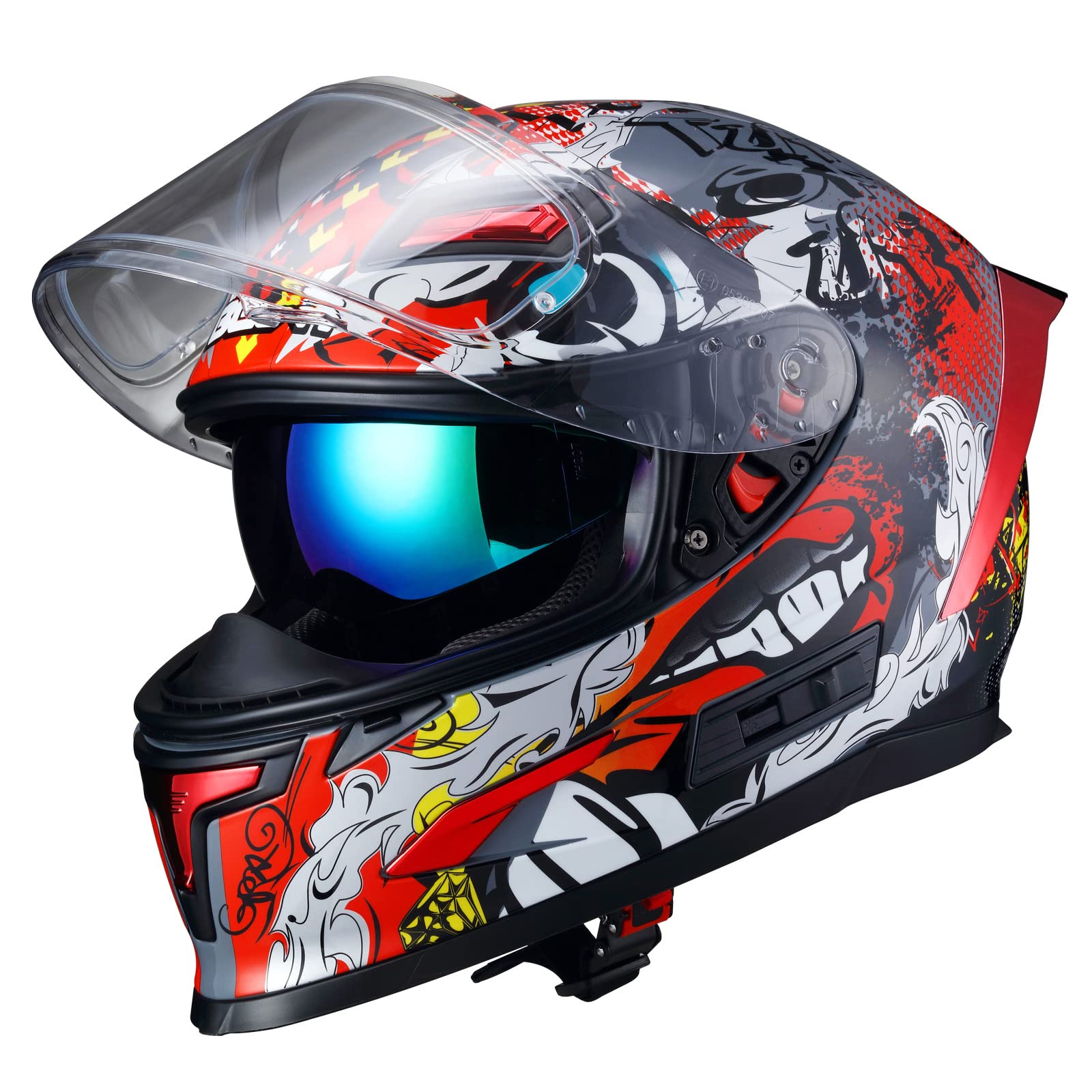 DOT Approved Full Face Motorcycle Helmet for Men & Women - Street Bike Helmet with Clear & Tinted Visors, Multiple Vents - Ideal for Motocross, Commuting & Road Safety