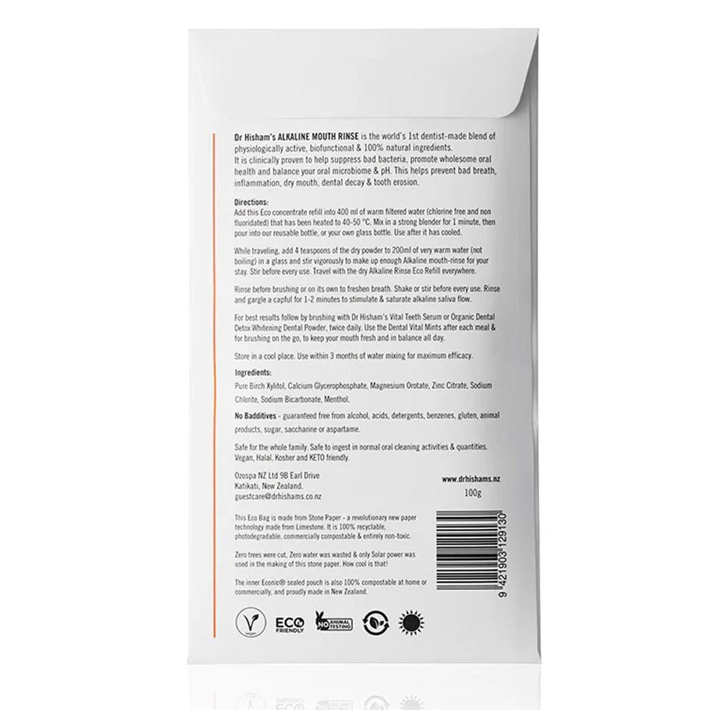 Dr. Hisham's Alkaline Mouth Rinse Super Concentrate ECO Refill (400ml) - Natural pH Balancing Oral Care for Fresh Breath & Healthy Gums - Perfect for Travel, Home & Daily Dental Hygiene