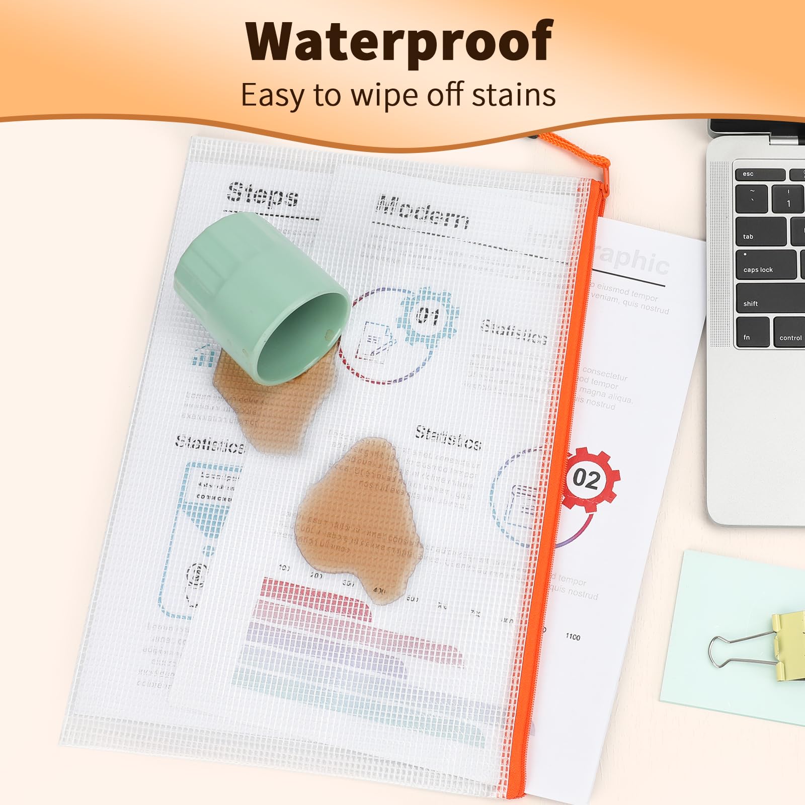Umriox 6-Color Mesh Zipper Pouch Set (18 Pack) - Waterproof for Office, Travel & Cosmetics