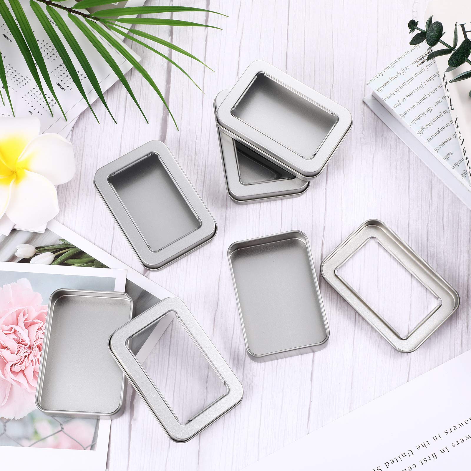 48-Piece Silver Metal Tin Box with Clear Lid - Empty Storage Containers for Candles, Candies, Gifts, Balms & Treasures - Perfect for DIY Crafts, Wedding Favors, Party Decor & Home Organization