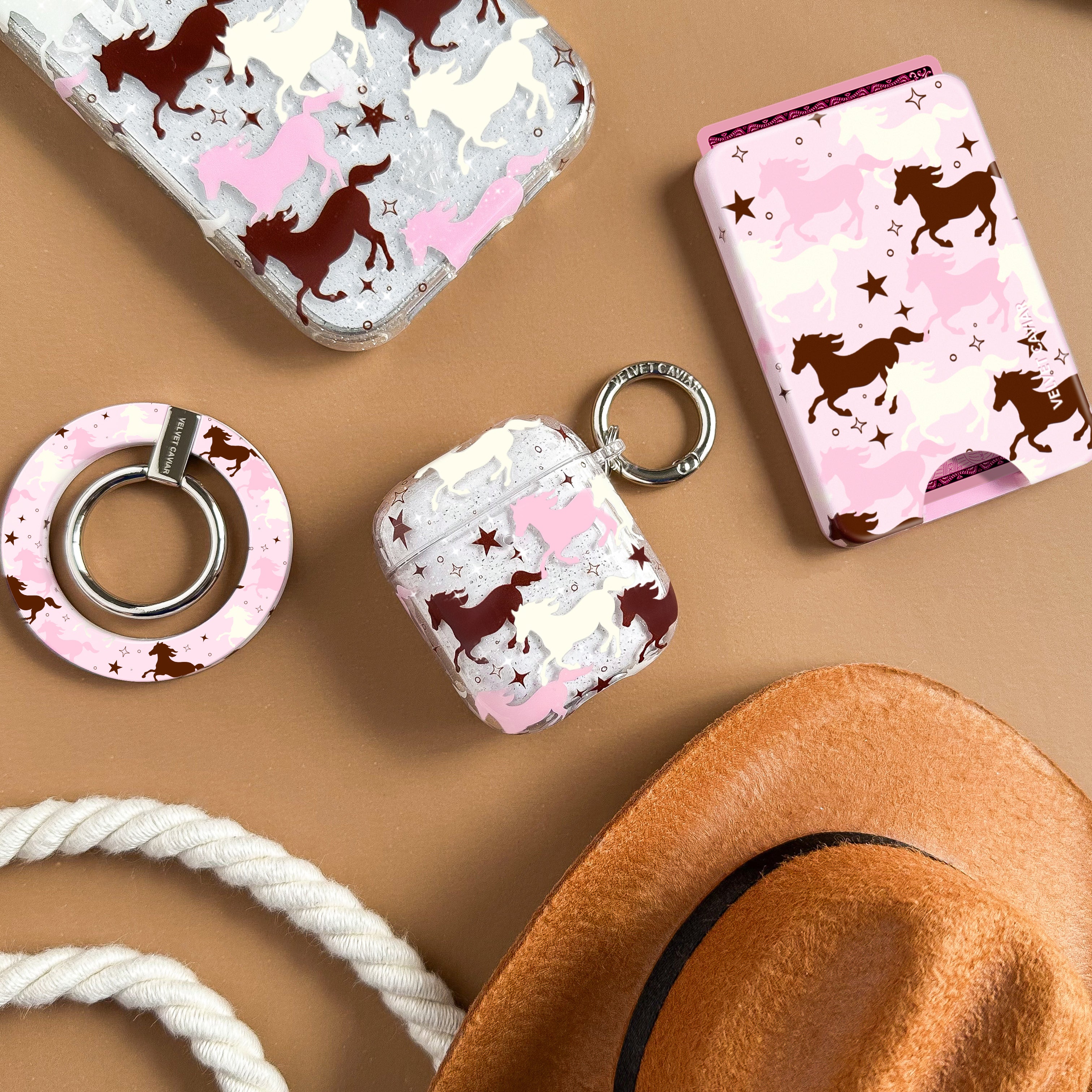 Pink Pony Glitter AirPods Case - Cute Sparkling Protective Cover for Apple AirPods 1/2/3 & Pro - Perfect for Girls, Teens, Gift Giving & Everyday Use