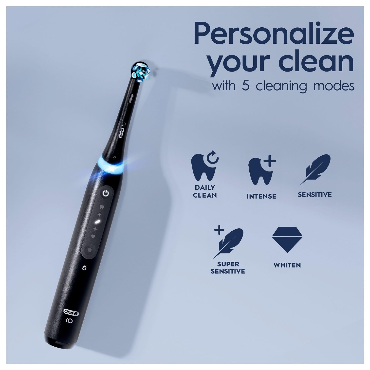 Oral-B iO5 Electric Toothbrush for Adults - 5 Cleaning Modes with Teeth Whitening, Includes 1 Brush Head & Travel Case, UK 2-Pin Plug (Black) - Perfect for Home Use, Travel & Daily Oral Care
