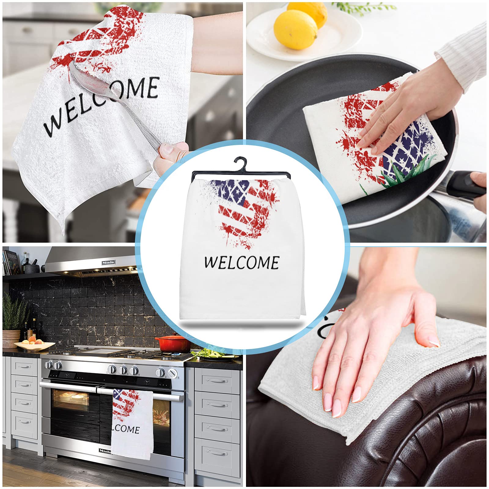 3-Pack American Flag Pineapple Microfiber Kitchen Towels - Super Absorbent, Quick Drying & Soft Dish Cloths (18