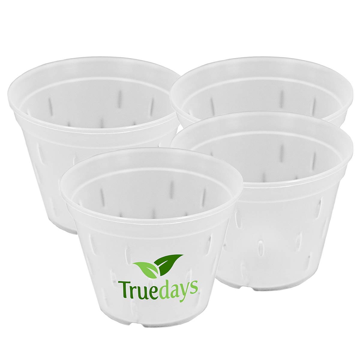 TRUEDAYS 4.5 Inch Clear Plastic Orchid Pots with Drainage Holes - 4 Pack Indoor/Outdoor Plant Containers for Phalaenopsis, Dendrobium & Air Plants - Perfect for Home Decor, Office Desk & Garden Use