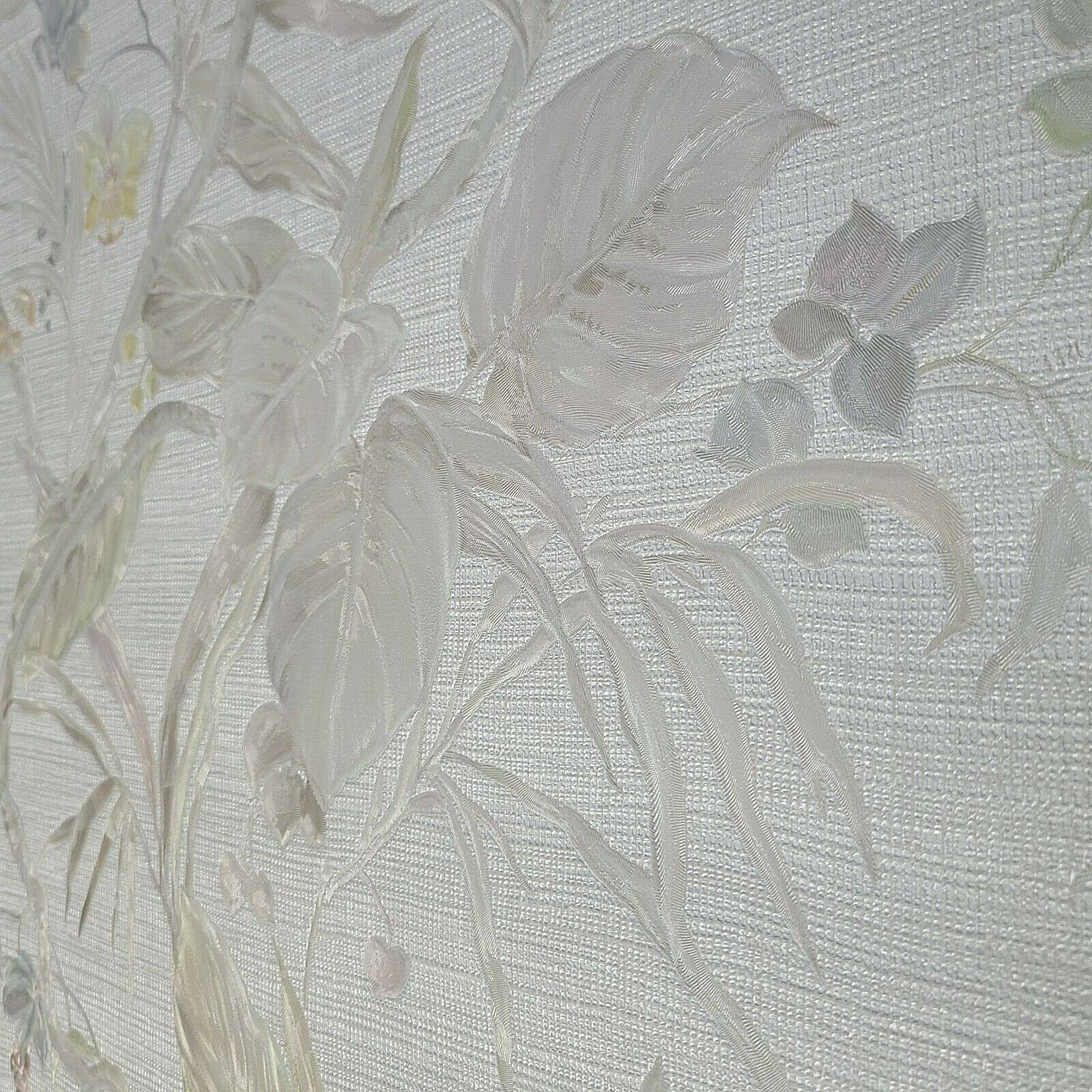 Luxury Modern Floral 3D Textured Wallpaper - Neutral Beige Tan Cream Green Faux Fabric Vinyl Covering Roll (2.3x33 ft, 76 sq.ft) - Perfect for Living Room, Bedroom & Home Office Decoration