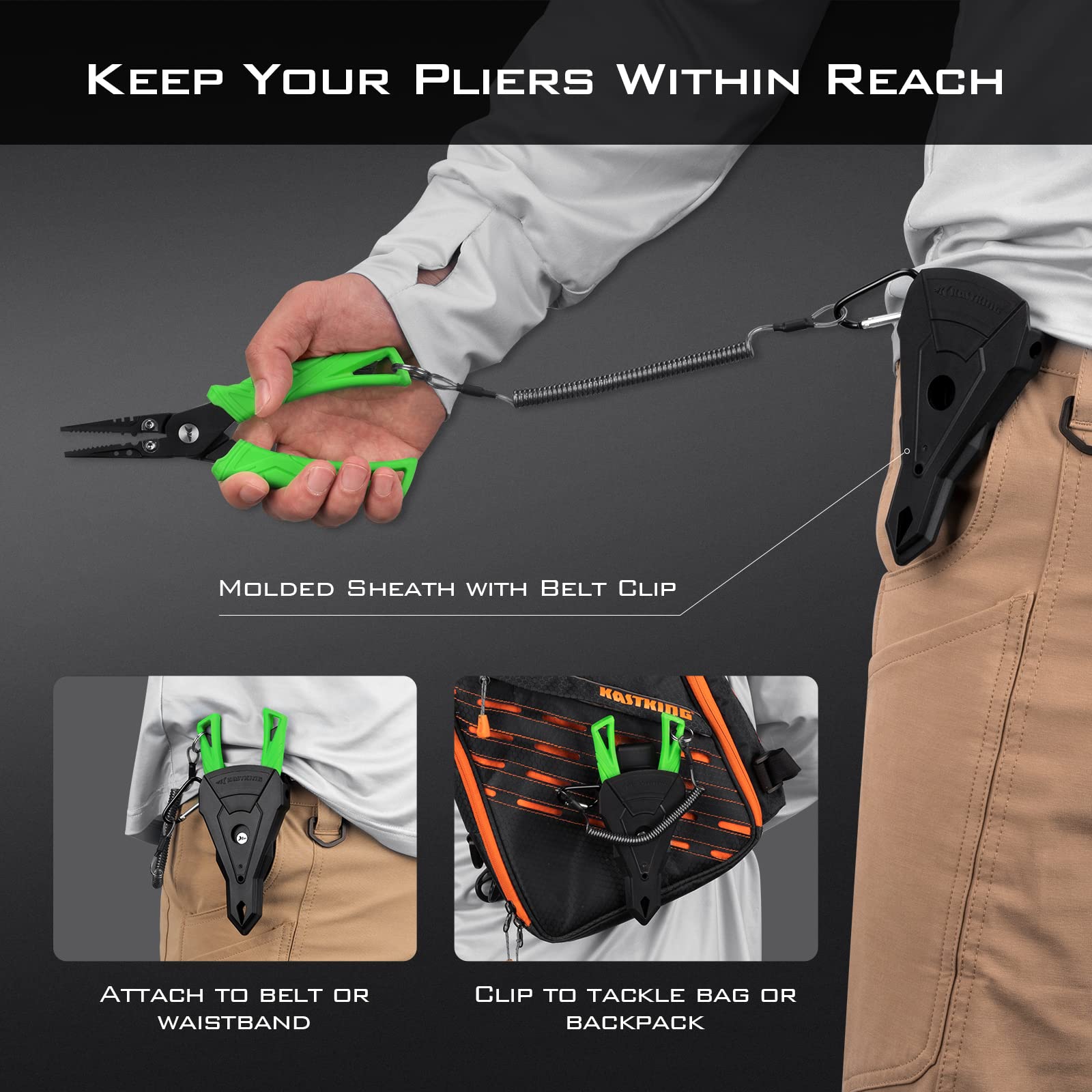 **KastKing Saltwater Fishing Pliers & Fish Lip Gripper Combo – Stainless Steel Fishing Tools with Rubber Handle, Lanyard, Line Cutter, Hook Remover & Sheath – Durable Fishing Gear for Saltwater & Freshwater – Perfect Gift for Men & Ice Fishing Enthusiasts**    *(Use Case: Ideal for anglers targeting bass, trout, or saltwater species like redfish and snapper – great for boat fishing, shore casting, and ice fishing adventures.)*