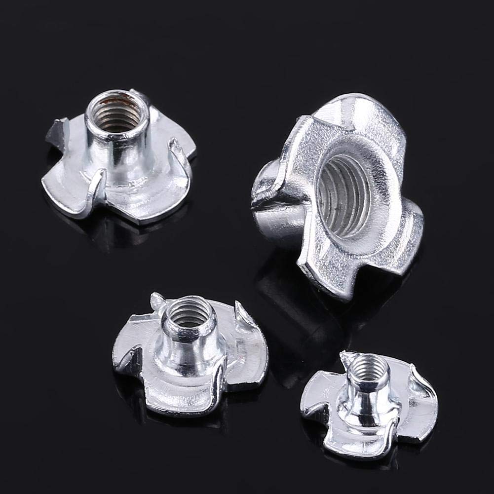 M4 Zinc Plated Carbon Steel T-Nuts - 4 Prong Tee Nuts for Woodworking & Furniture Assembly (50pcs) - Perfect for DIY Projects, Cabinet Making, and Furniture Fastening