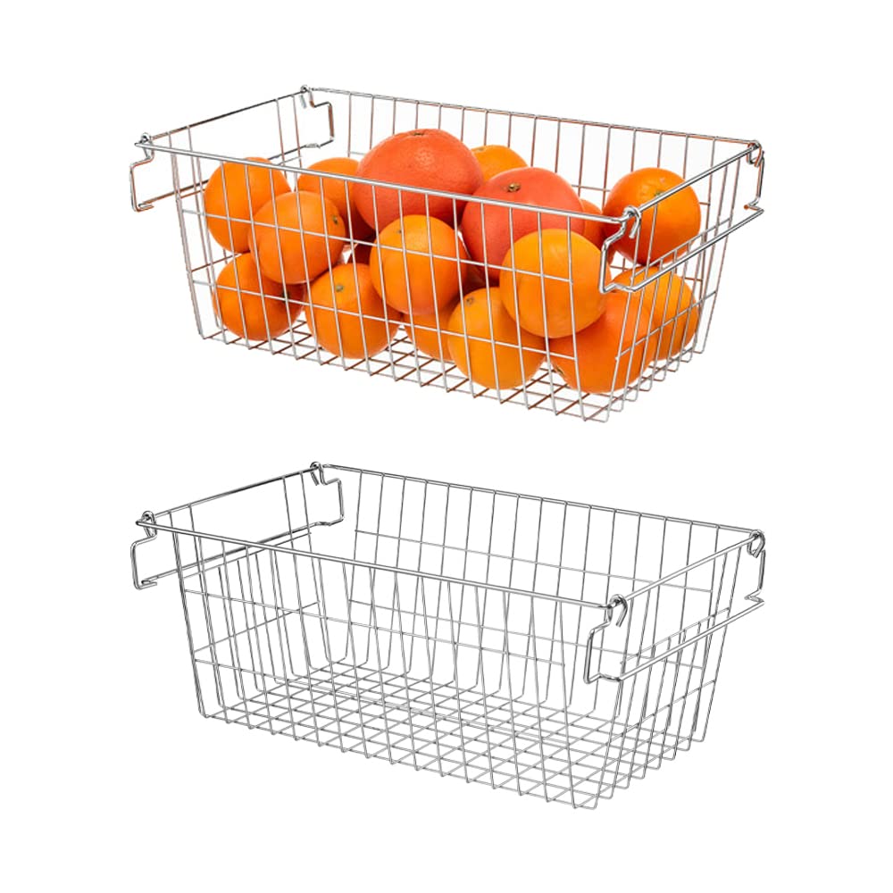 SANNO Stackable Freezer Organizer Bins - 8 Pack Clear Plastic Storage Containers for Food, Vegetables, Potatoes & Onions | Pantry & Chest Freezer Organization | Space-Saving Kitchen Storage Solution for Snacks, Meal Prep & Bulk Food Storage