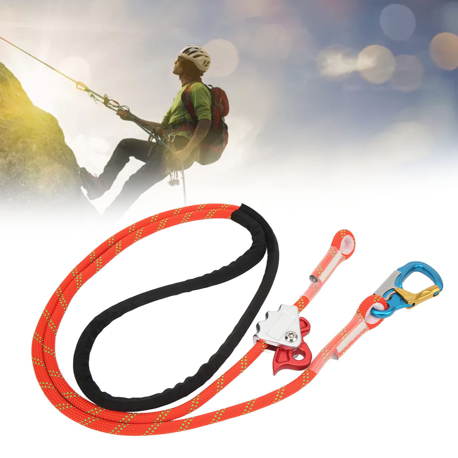 Professional Adjustable Climbing Safety Lanyard - Fall Protection Rope for Tree Climbing & High Altitude Work - Ideal for Arborists, Rock Climbing & Construction Safety Gear