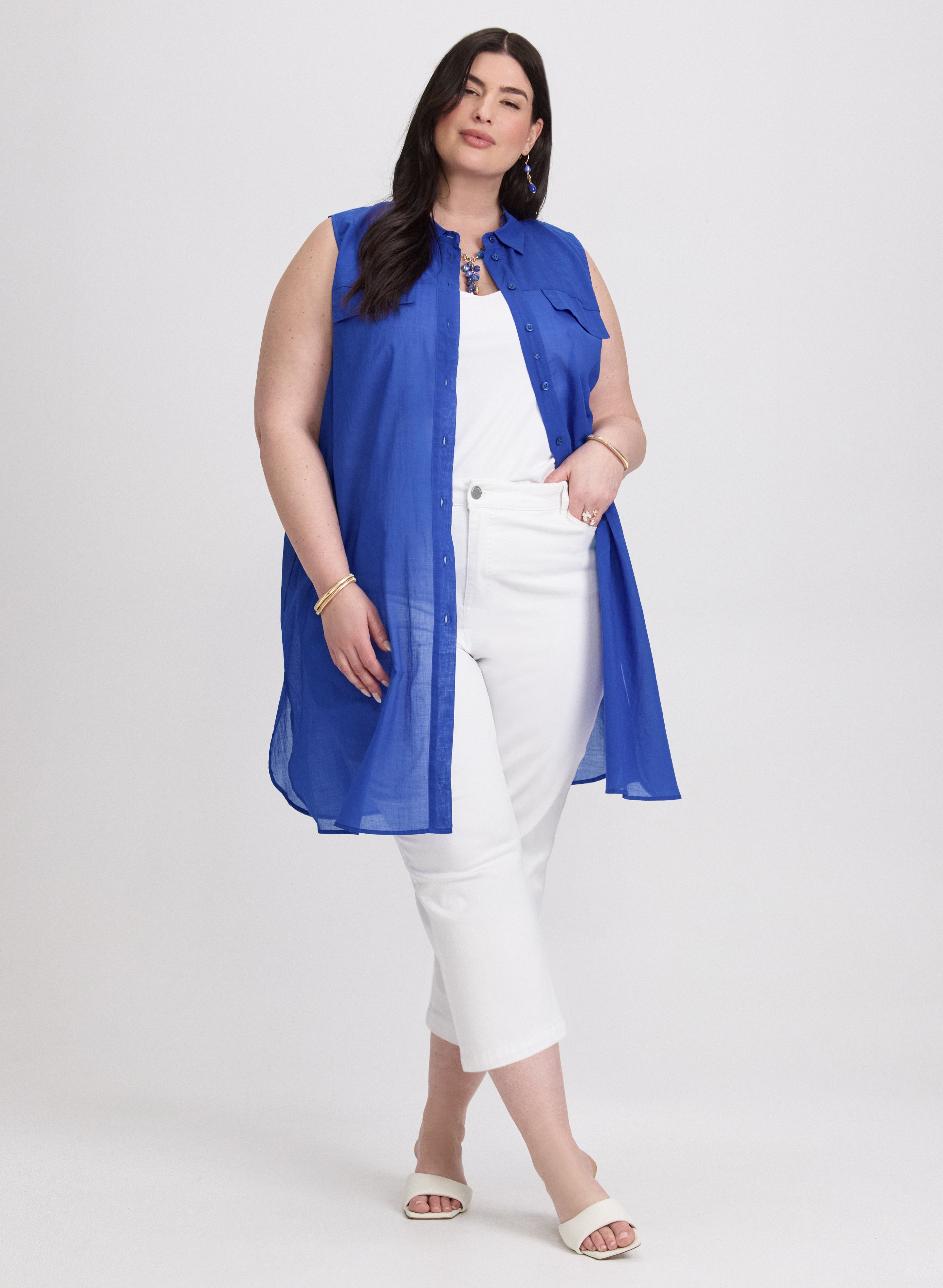 Breathable Button Down Cotton Voile Blouse for Women - Perfect for Office Wear & Summer Outfits