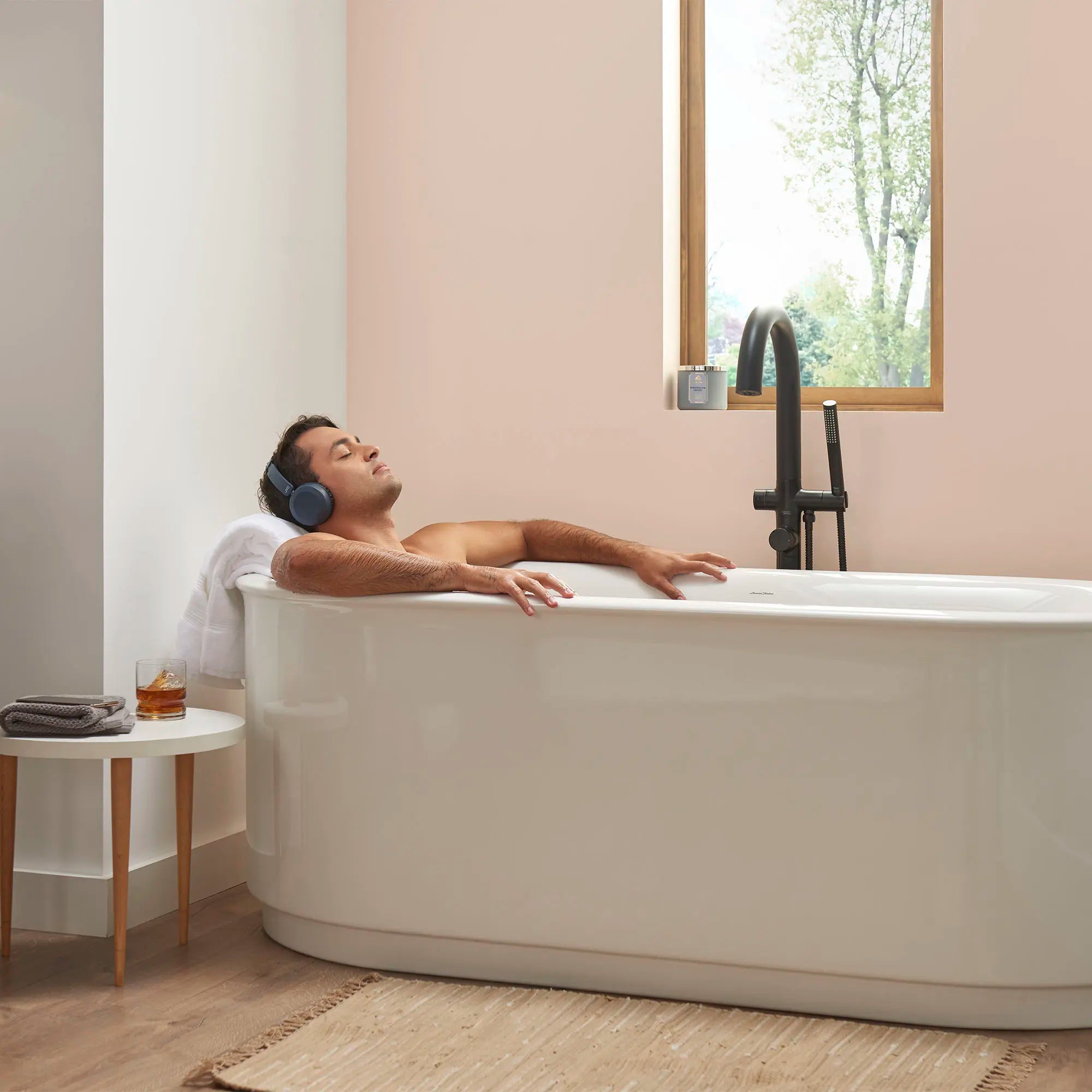 Modern Round Freestanding Bathtub Filler with Lever Handle Faucet - Compatible with Flash® Rough In Valve - Perfect for Spa-Like Bathroom Retreats and Luxury Home Renovations