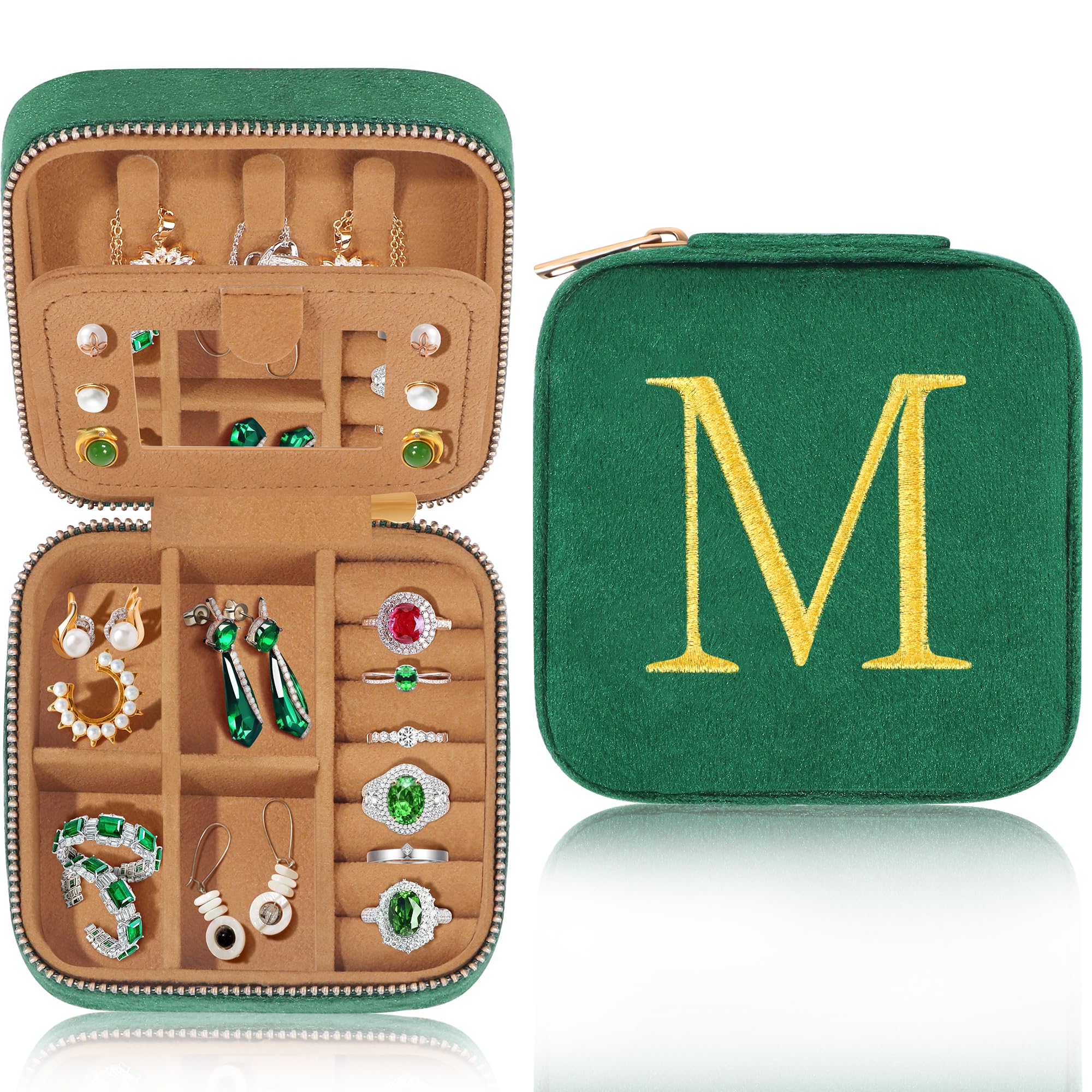 Elegant Green Jewelry Organizer Box for Women - Perfect Birthday, Friendship, Travel, Anniversary, Christmas, Valentine's Day & Graduation Gift Idea - Stylish Storage Solution for Necklaces, Rings & Earrings at Home or On-the-Go