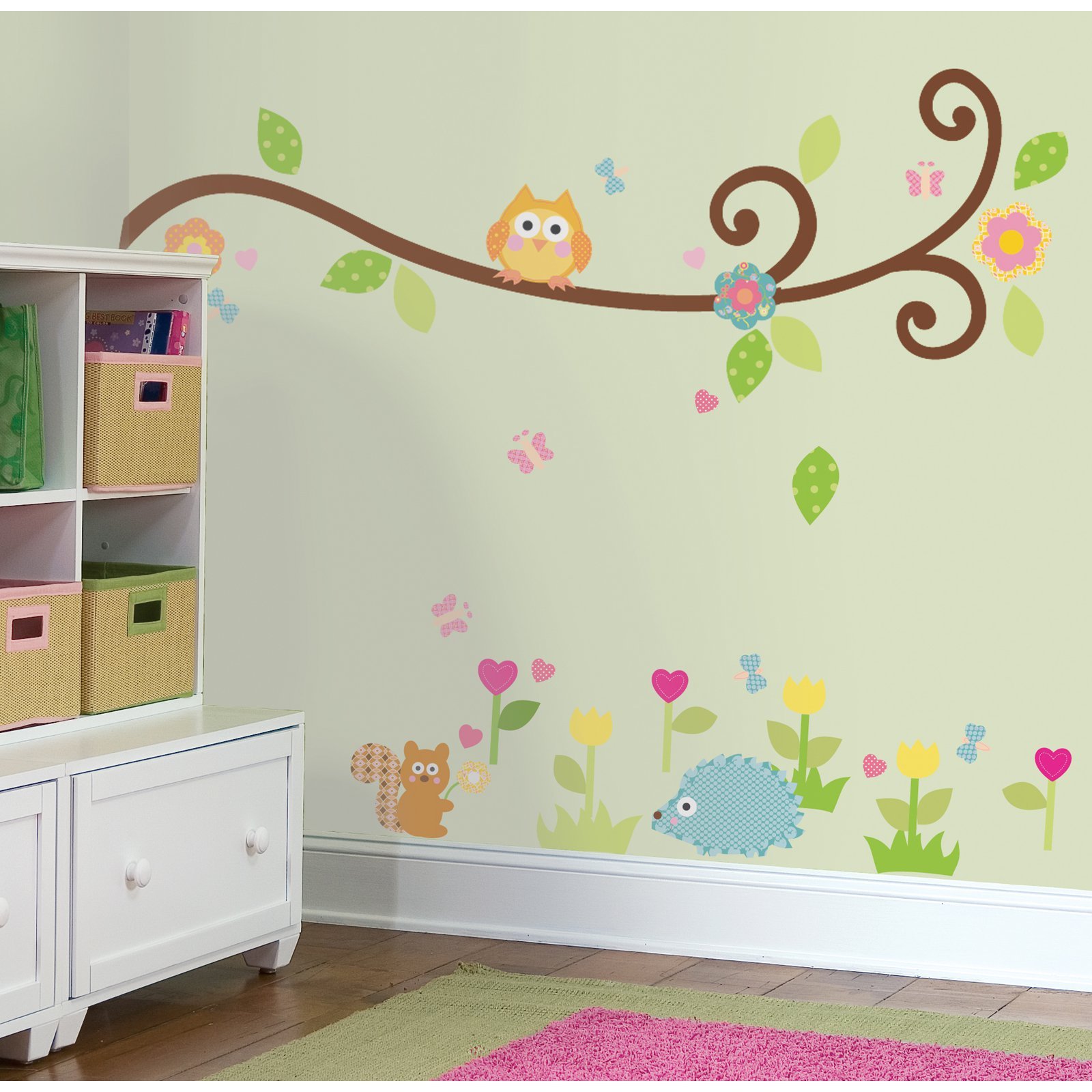 RoomMates RMK1861SCS Happi Scroll Branch Peel and Stick Wall Decals - Self-Adhesive Wall Stickers for Home Decor, Nursery, Bedroom & Office - Easy to Apply & Remove Wall Art Decoration