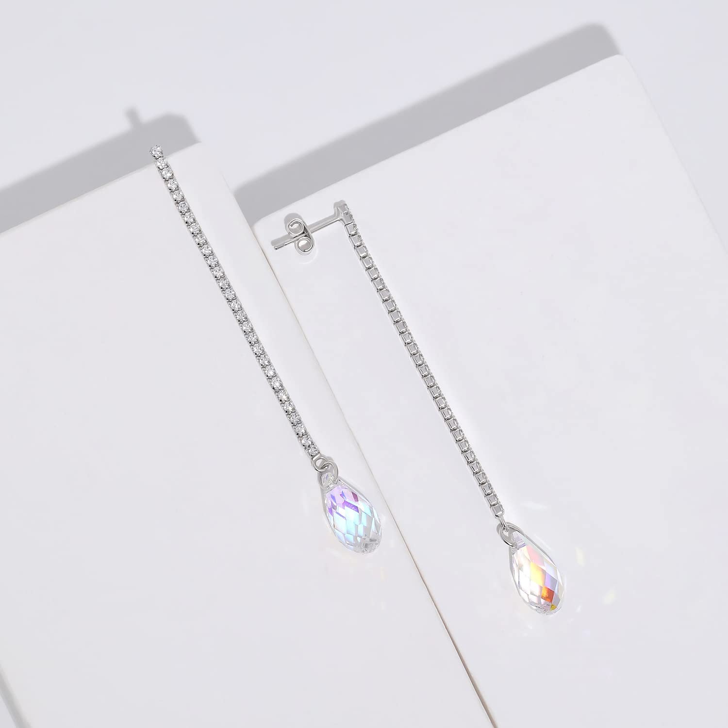 Meissa Teardrop Dangle Earrings for Women - Elegant Silver Statement Jewelry for Prom, Wedding & Bridal Accessories | Perfect for Evening Parties, Date Nights & Special Occasions