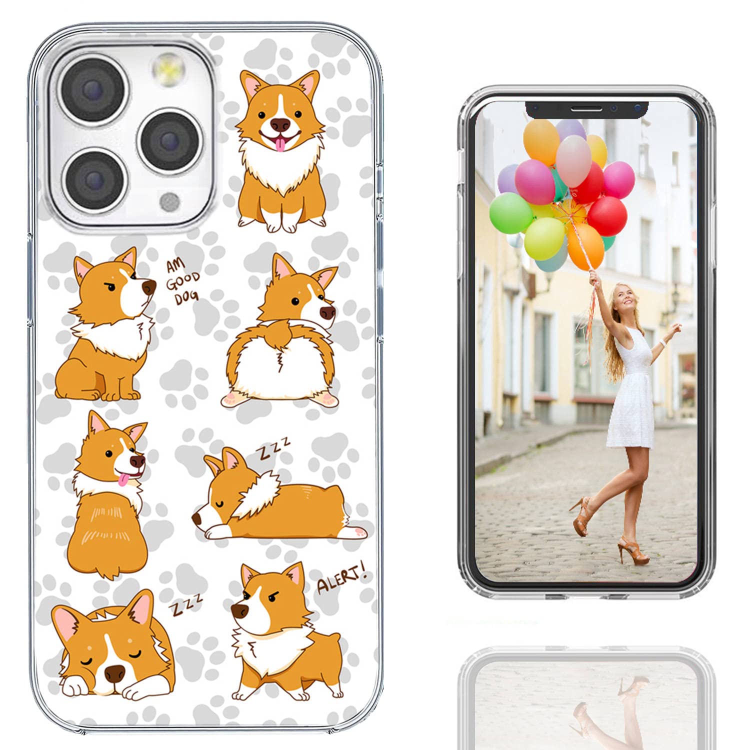 Premium Shockproof Slim Soft TPU Clear iPhone 13 Pro Case - Cute Corgi Paw Anime Design for Dog Lovers | Protective Phone Cover for Women & Men | Perfect for Everyday Use, Work & Travel