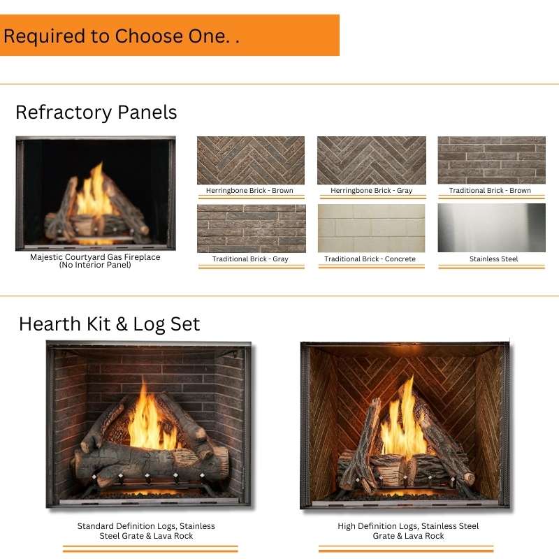 Majestic Courtyard 36 Inch Outdoor Vent-Free Gas Fireplace - Perfect for Patio, Deck, Backyard & Garden Heating