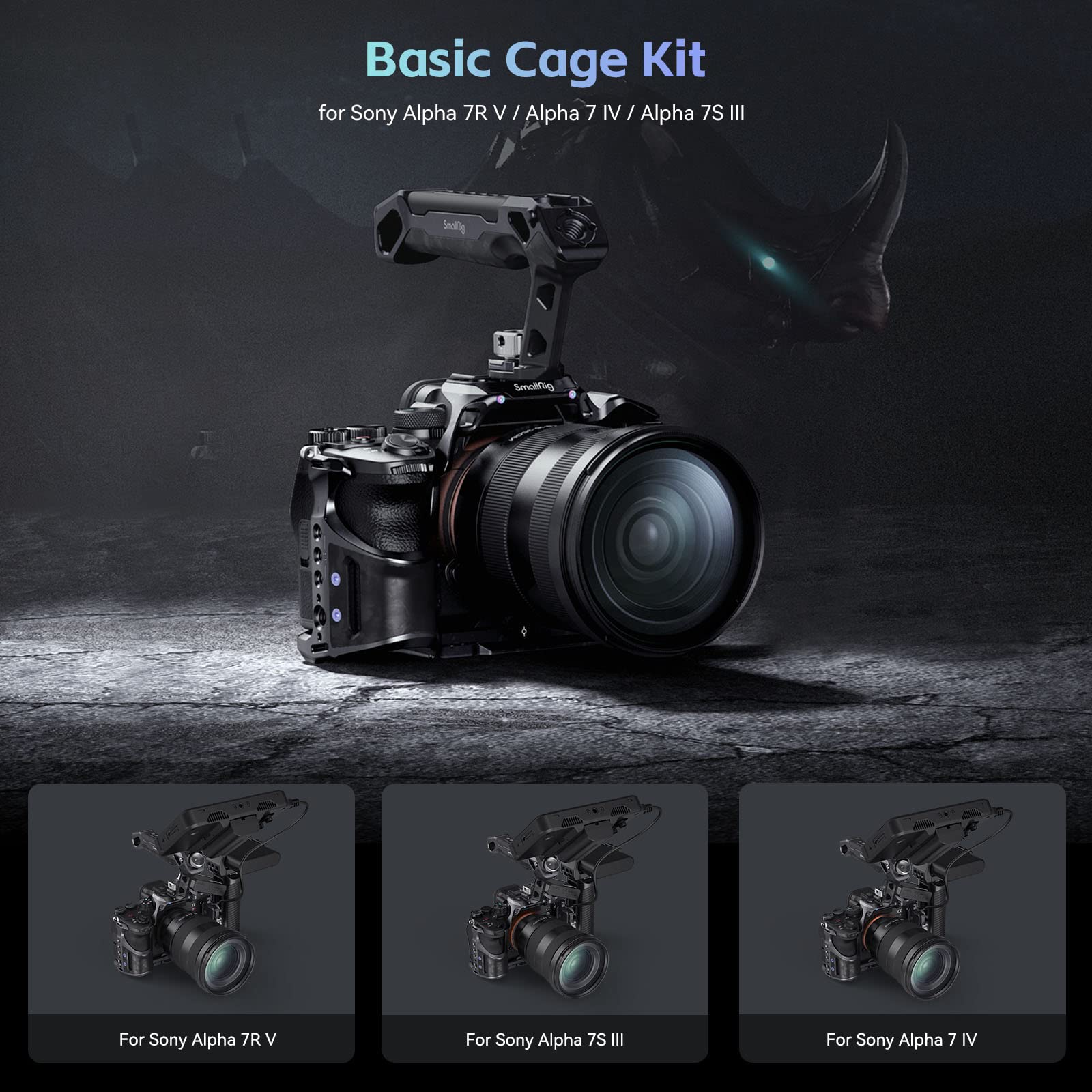 SmallRig 3708 Camera Cage for Sony A7 IV, A7R V & A7S III - Aluminum Alloy Body with Top Handle & HDMI Clamp - Professional DSLR Rig for Vlogging, Filmmaking & Photography