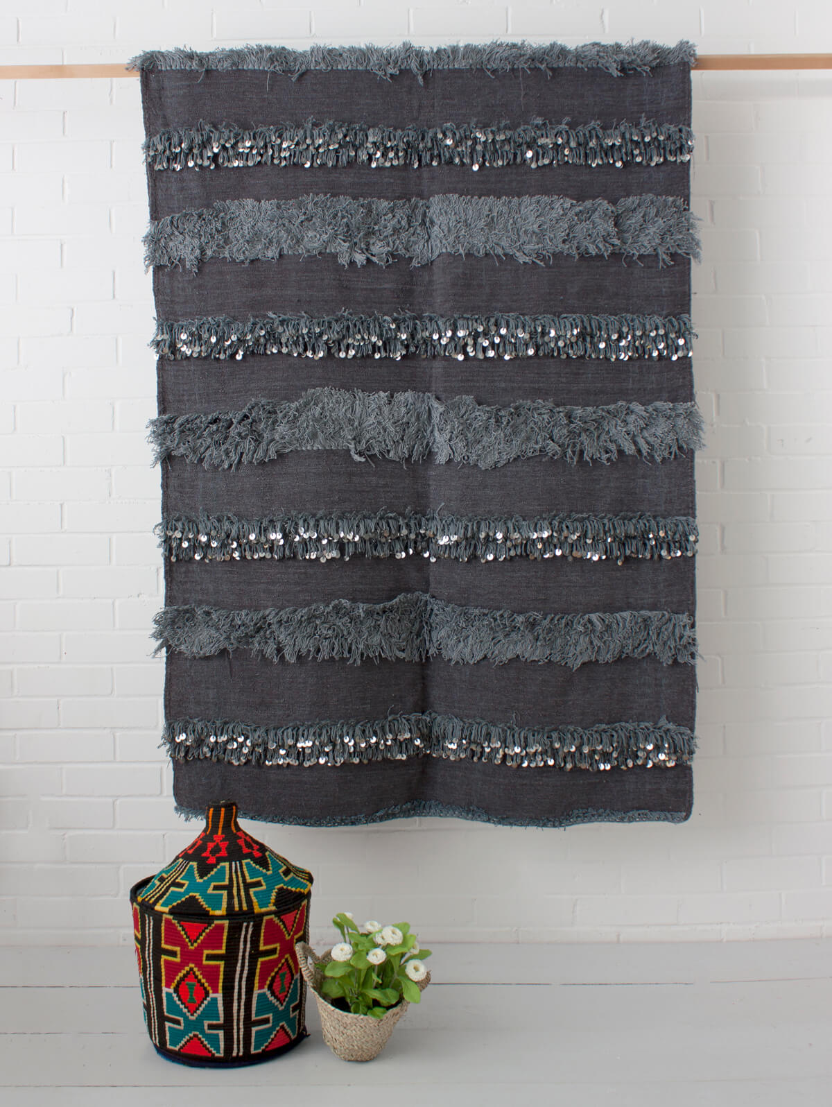 Authentic Moroccan Handira Wedding Blanket No. 127 - Handwoven Berber Textile for Boho Home Decor, Wedding Gift & Cozy Throw Blanket | Perfect for Bohemian Bedroom, Sofa & Special Occasions