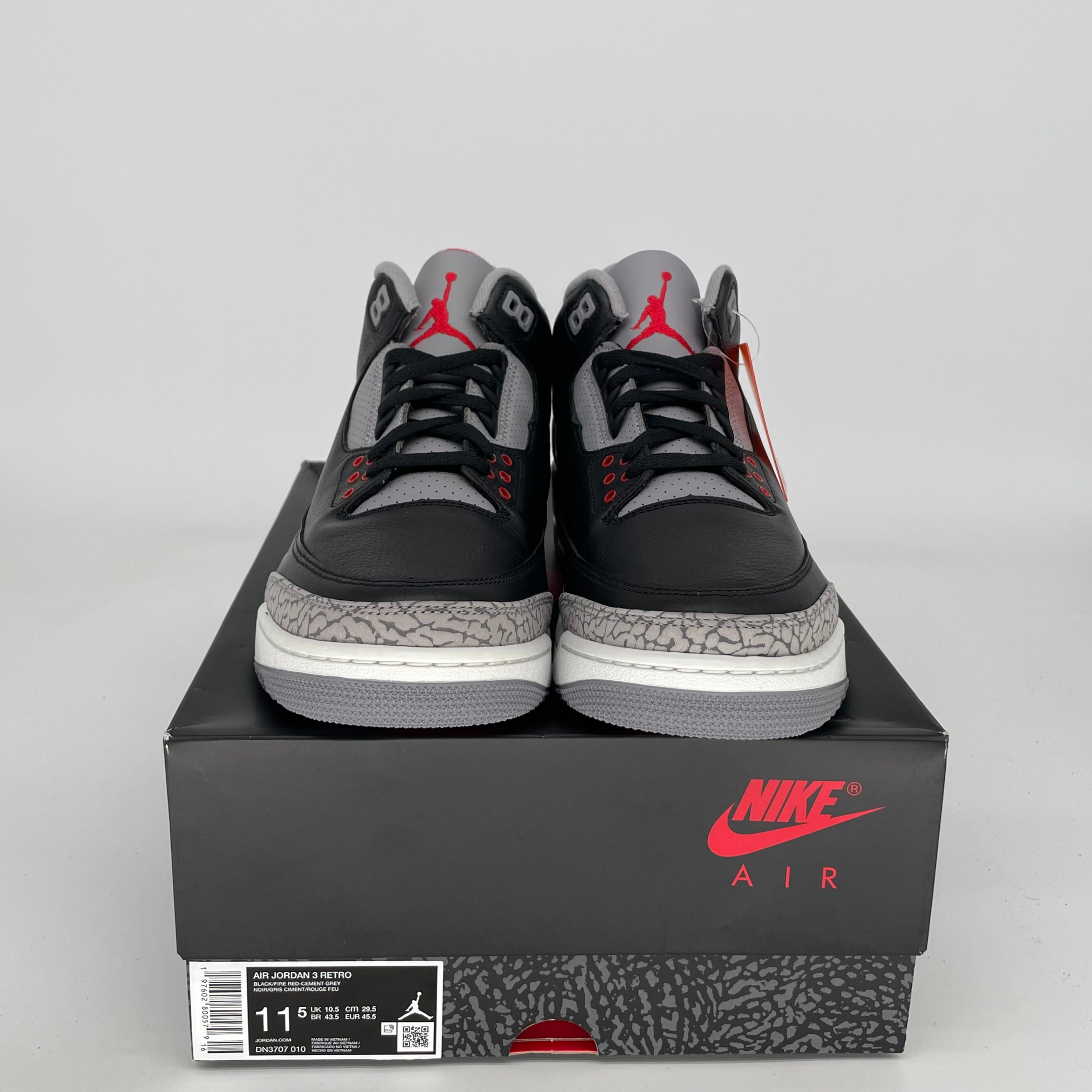 AIR JORDAN 3 Retro Black Cement Men's Basketball Shoes Size 11.5 DN3707-010 - Perfect for Streetwear, Sneaker Collecting & Casual Wear