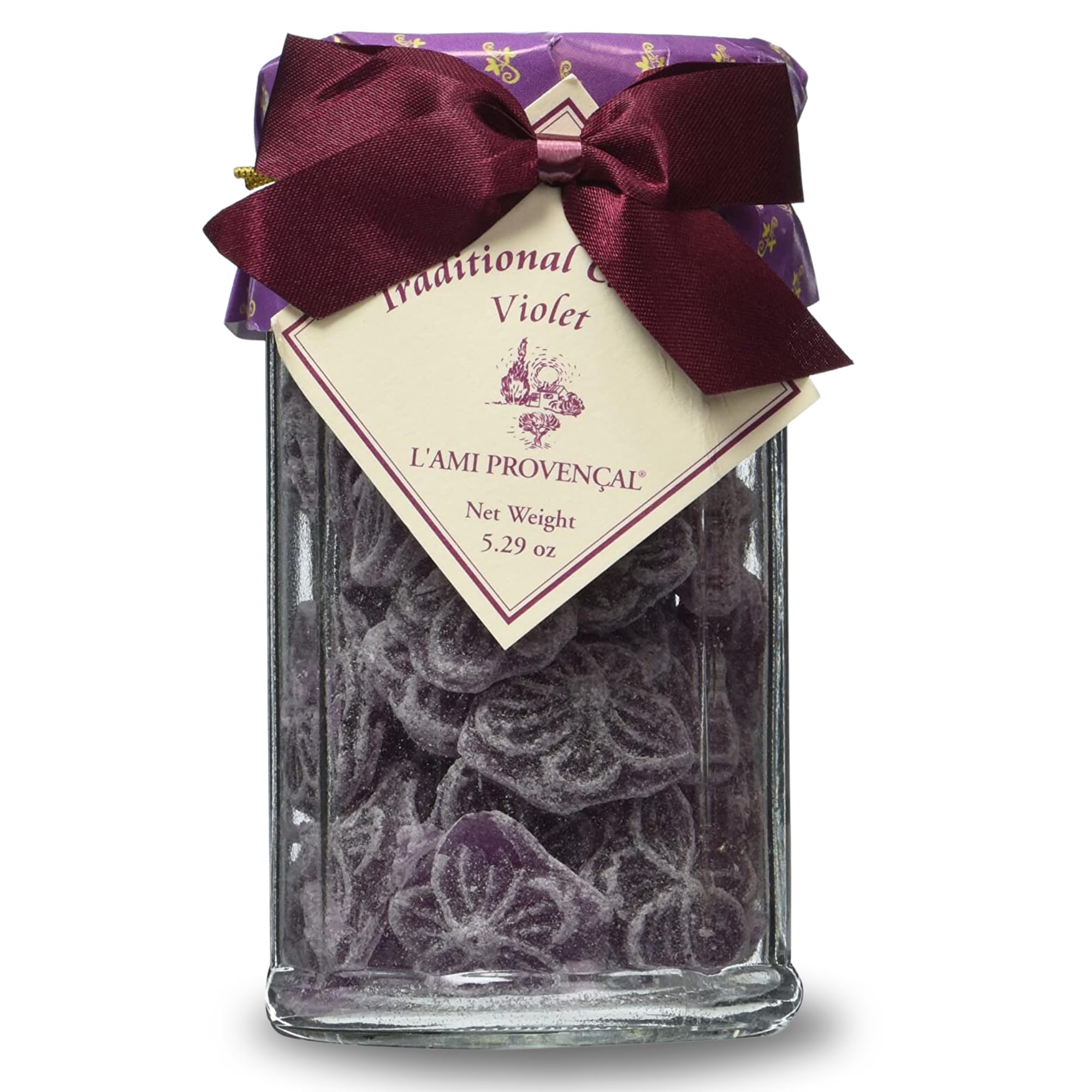 Violet French Hard Candy - L'Ami Provencal Gourmet Candy 5.3 oz (150g) | Elegant Floral Treat for Tea Time, Gifts & Dessert Toppings
