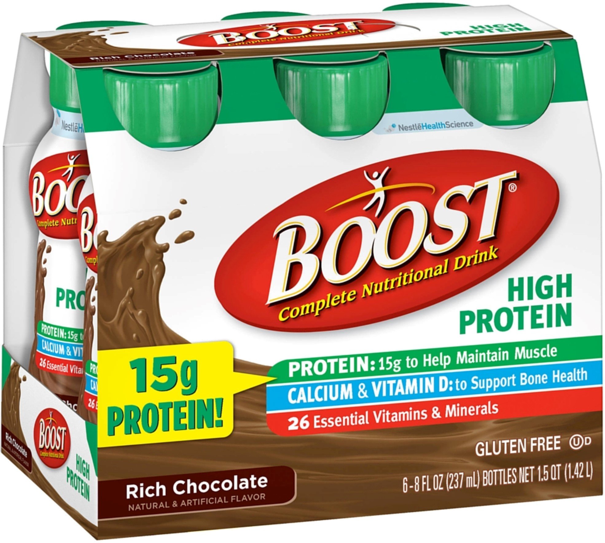 BOOST High Protein Chocolate Nutritional Energy Drink - 8 oz, 6 Pack | Protein Shake for Workout Recovery, Meal Replacement & On-the-Go Energy Boost