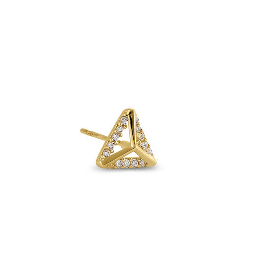 14K Solid Yellow Gold Trendy Triangle CZ Stud Earrings for Women - Perfect for Parties, Weddings & Everyday Elegance