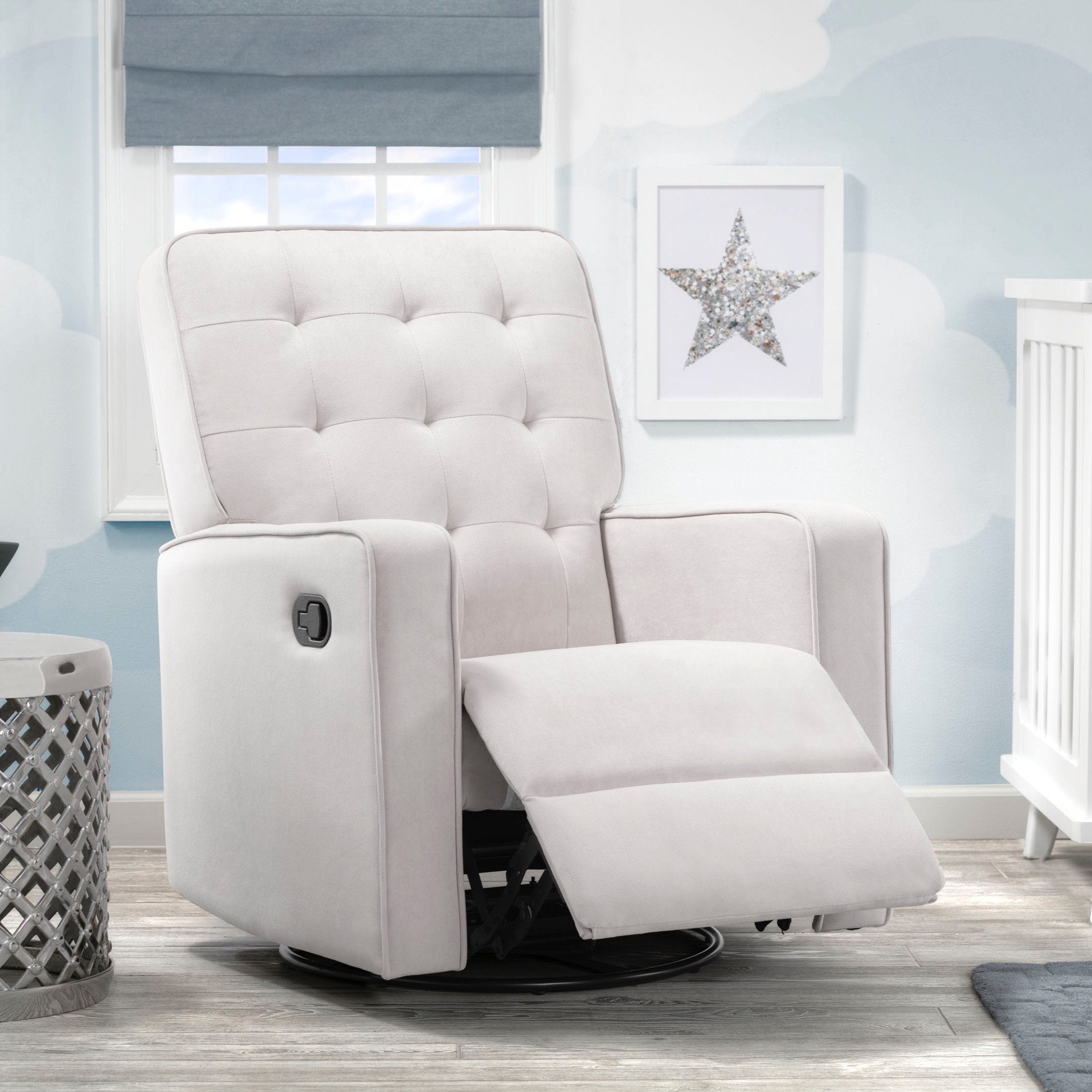 LiveSmart Fabric Swivel Recliner Glider Chair for Nursery - Comfortable Rocking Chair for Breastfeeding, Baby Room & Relaxing - Garrison by Culp