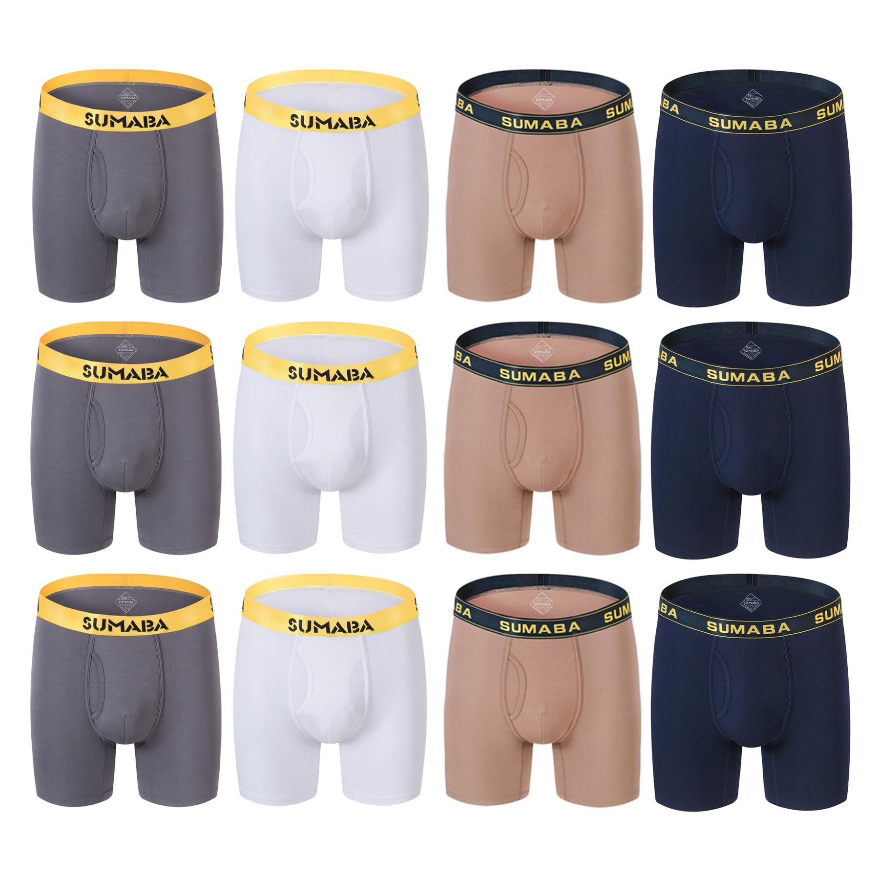 Breathable Long Leg Men's Boxer Briefs with Pouch & Anti-Ride Up Design - Comfortable Underwear for Workout, Sports & Everyday Wear